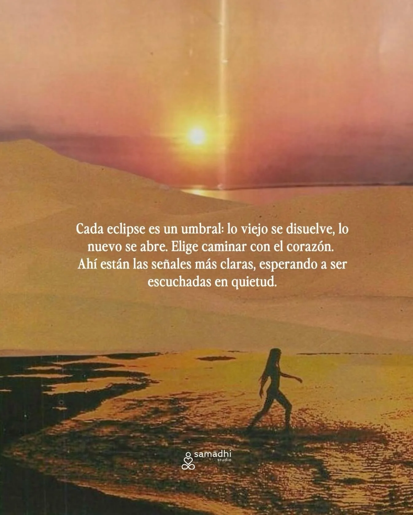 Disolver los l&iacute;mites de la mente y dejar de buscar entenderlo todo, para abrirnos a sentirlo todo. No somos lineales, lo que termina es solo una puerta hacia lo que nace.
La sombra abraza al sol y el sol se entrega. No hay p&eacute;rdida, hay 