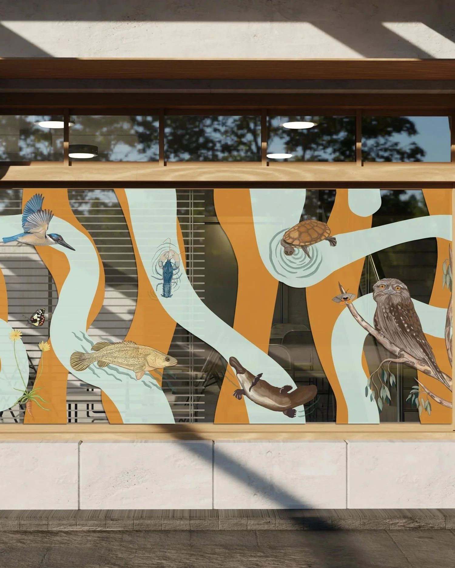 vacant to vibrant murray river dreaming window decal by hollie kelley for Albury City