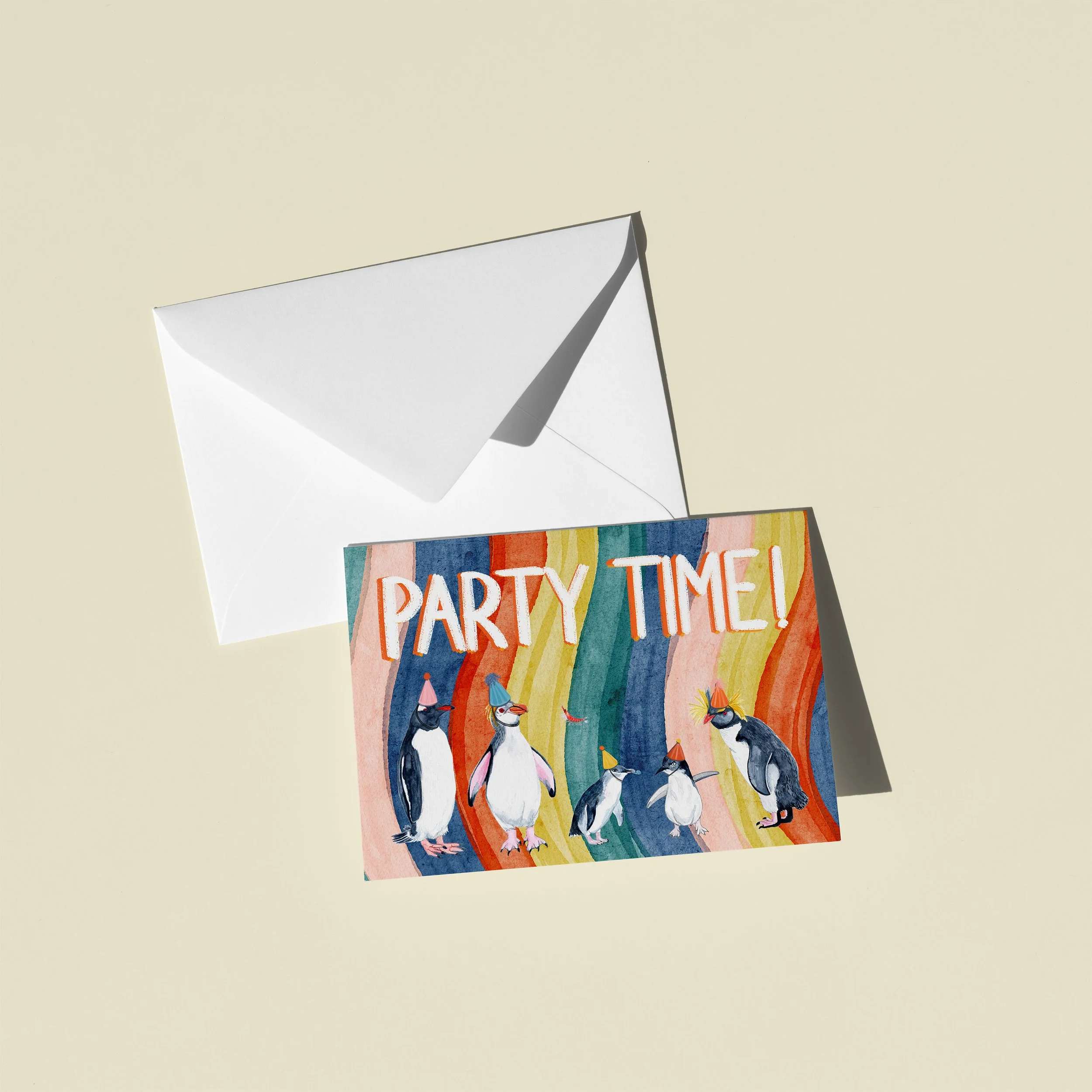 Party Time! Penguins gift card (landscape)