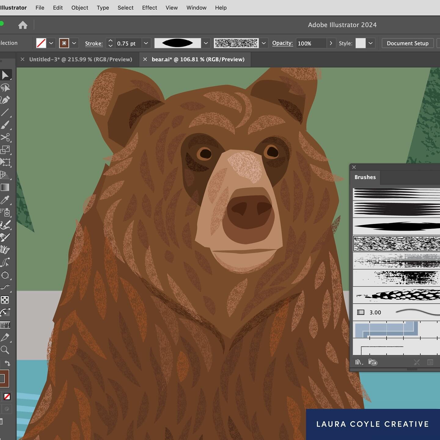 In today&rsquo;s Zoom, I tackled a bear!! 

A community member challenged me to see how I would approach illustrating the bear in this photo using Illustrator shapes and brushes. I spent about 5 hours working on this before we took it apart layer by 