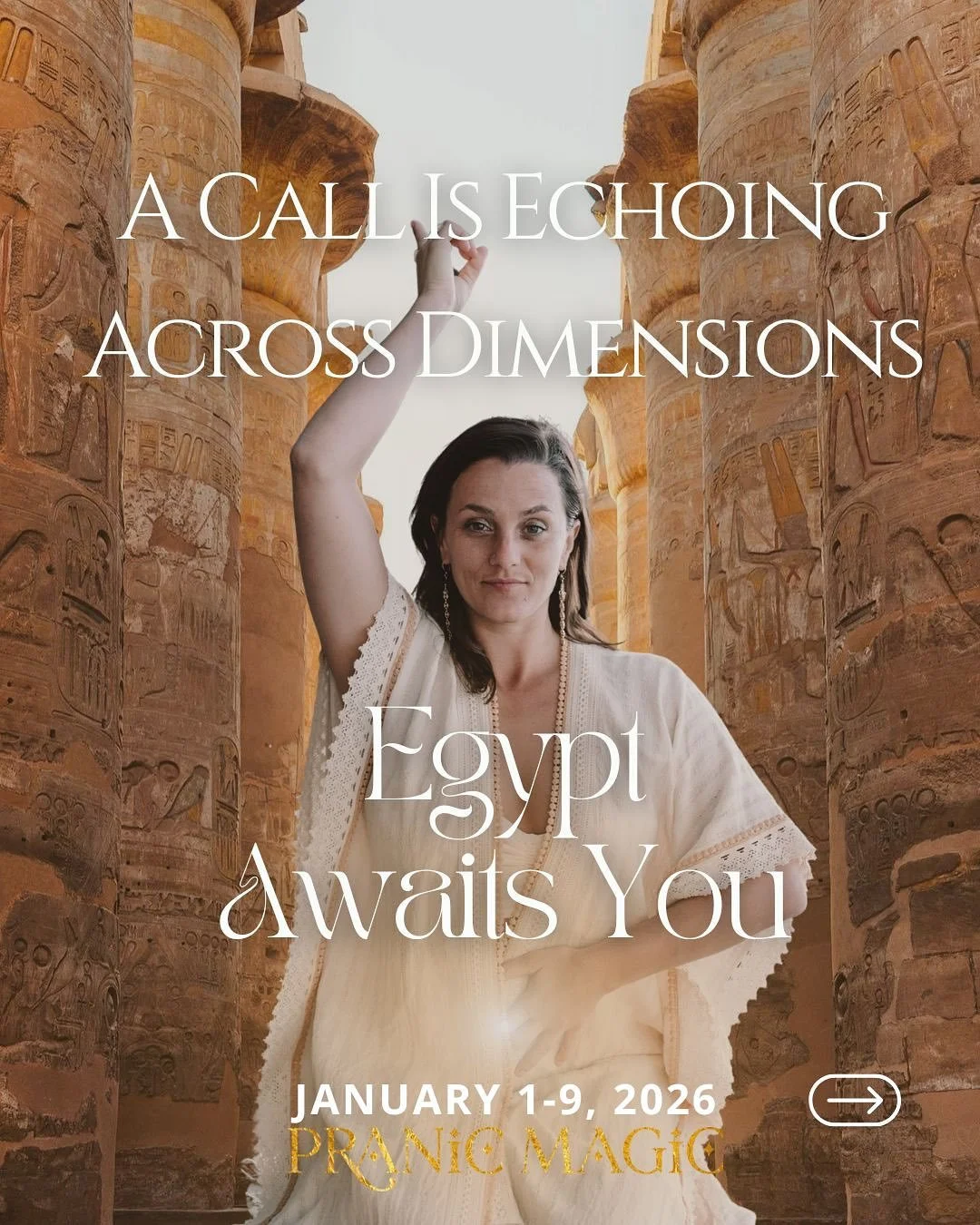 𓂀  EGYPT IS CALLING 𓂀
 January 1&ndash;9, 2026 | For the Keepers of the Kundalini Light Codes

It started as a dream vision of white stone temples under a golden sun. The feeling of standing barefoot on ancient ground, where the Earth itself breath