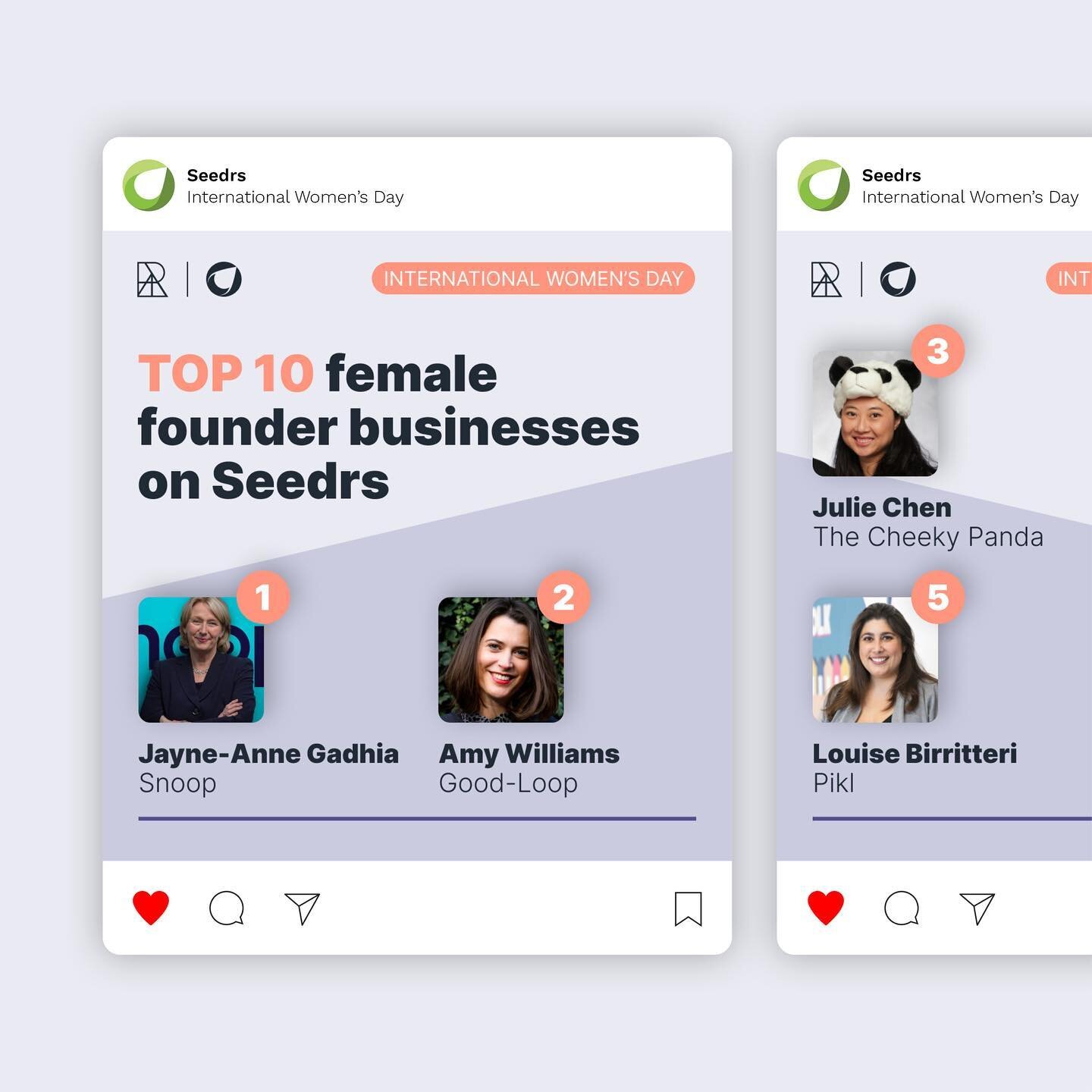 We worked with @Seedrs to develop a range of assets to support their Female Founders content, as part of their broader International Women&rsquo;s Day work. We developed an illustration approach that was inclusive, eye-catching and differentiated fro