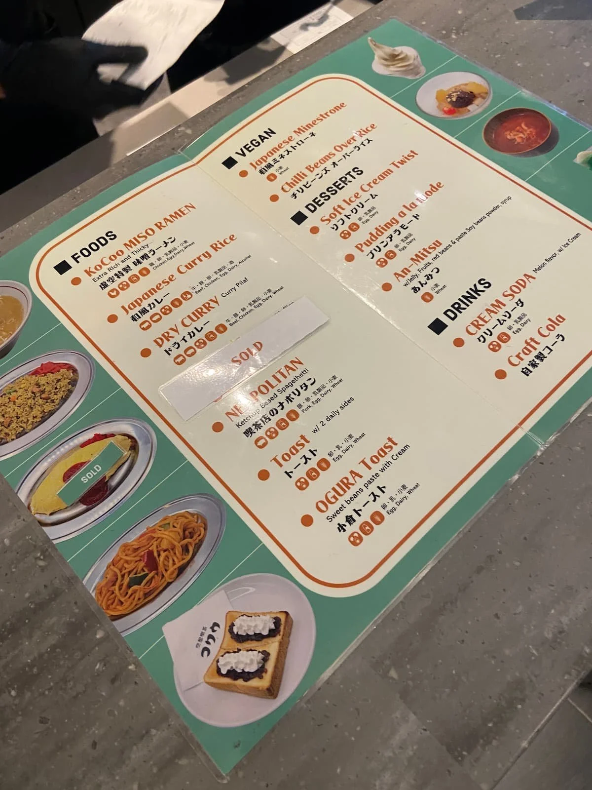 空想喫茶コクウ メニュー