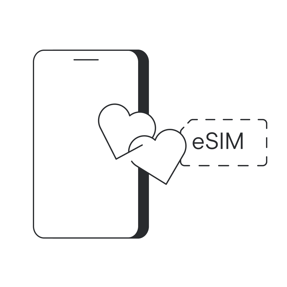 海外eSIMのイメージイラスト。スマートフォンとeSIMを表現