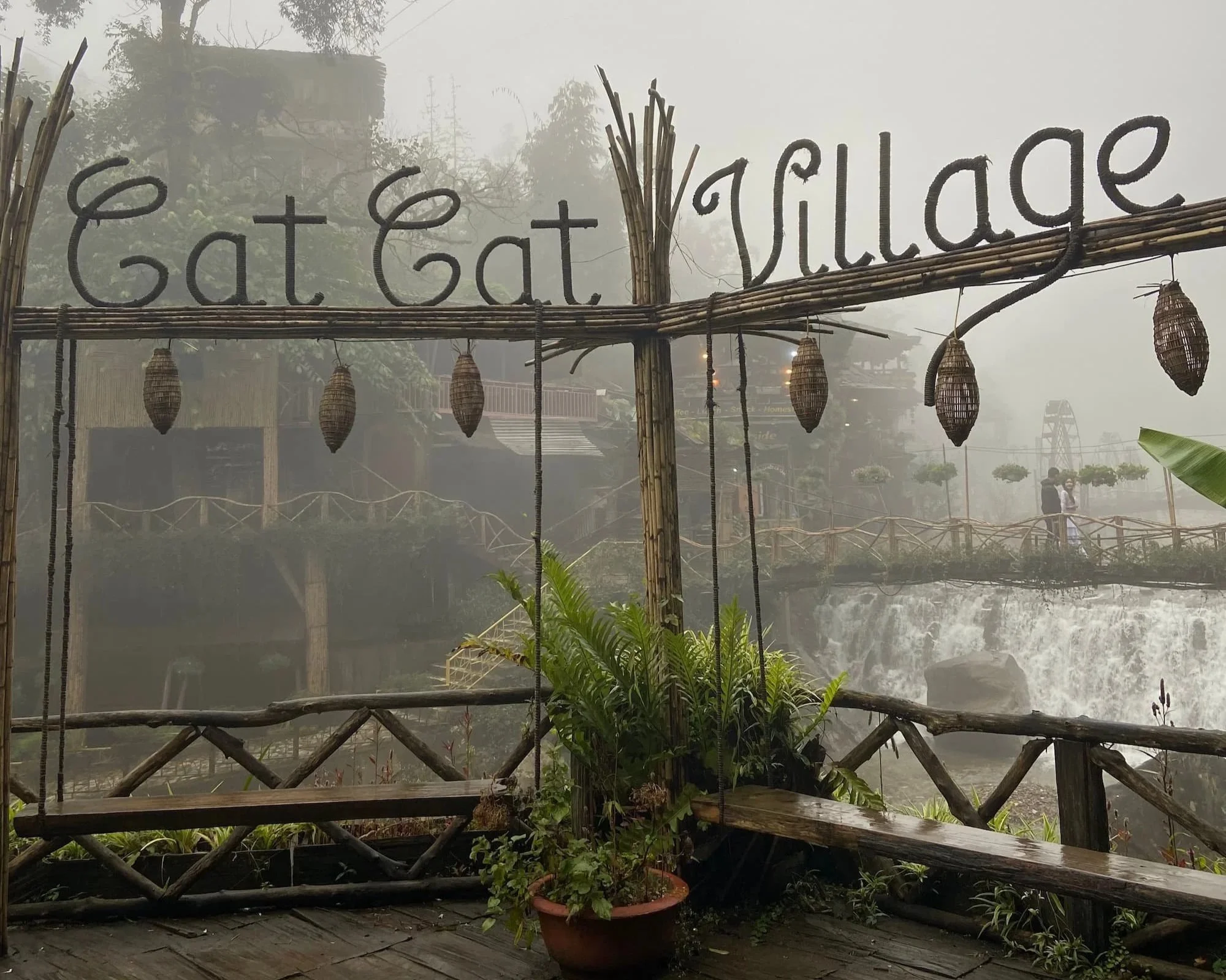 Cat Cat Village sign along the walking route in Sapa, Northern Vietnam