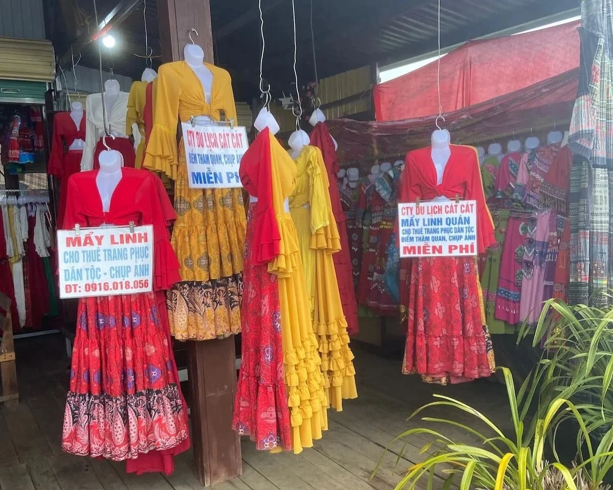 Traditional costume rental shop in Cat Cat Village, Sapa, Vietnam