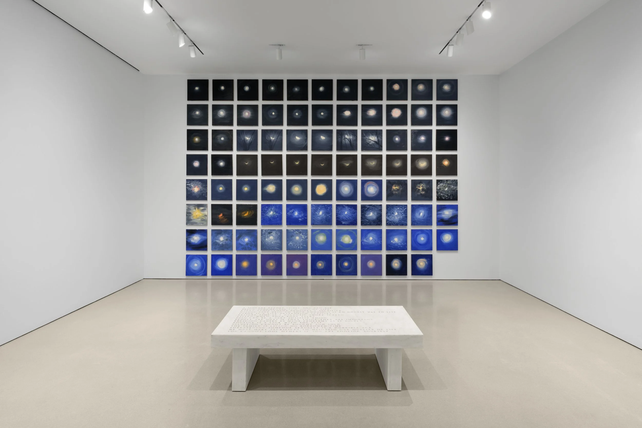  Installation view of UNTIL THE MOON COMES OVER THE MOUNTAIN at The FLAG Art Foundation, 2026  Photography by Steven Probert Studio