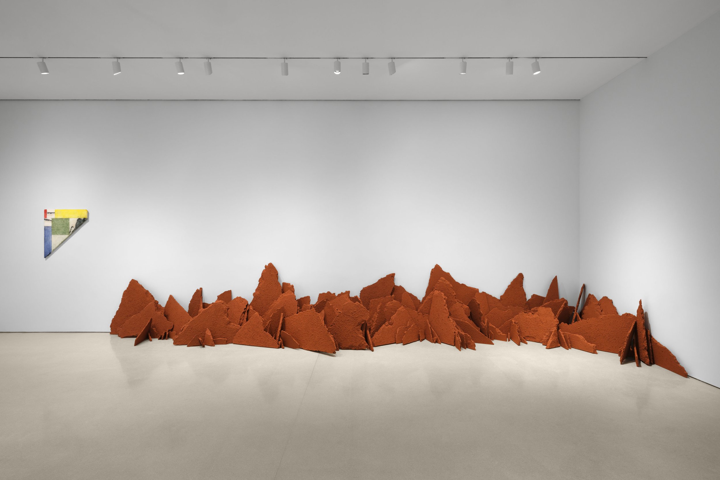  Installation view of UNTIL THE MOON COMES OVER THE MOUNTAIN at The FLAG Art Foundation, 2026  Photography by Steven Probert Studio