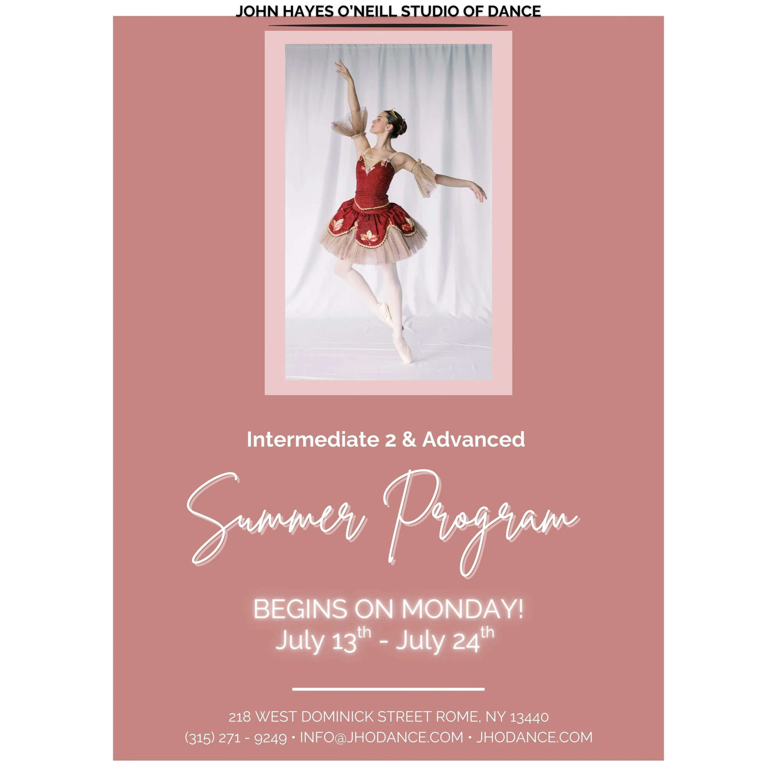 ☀️ Our Intermediate 2 &amp; Advanced Summer Program begins MONDAY! 🩰✨

Join us July 13th&ndash;24th for two exciting weeks of dancing, training, and growth with incredible faculty in a fun and inspiring environment.

We can&rsquo;t wait to welcome o