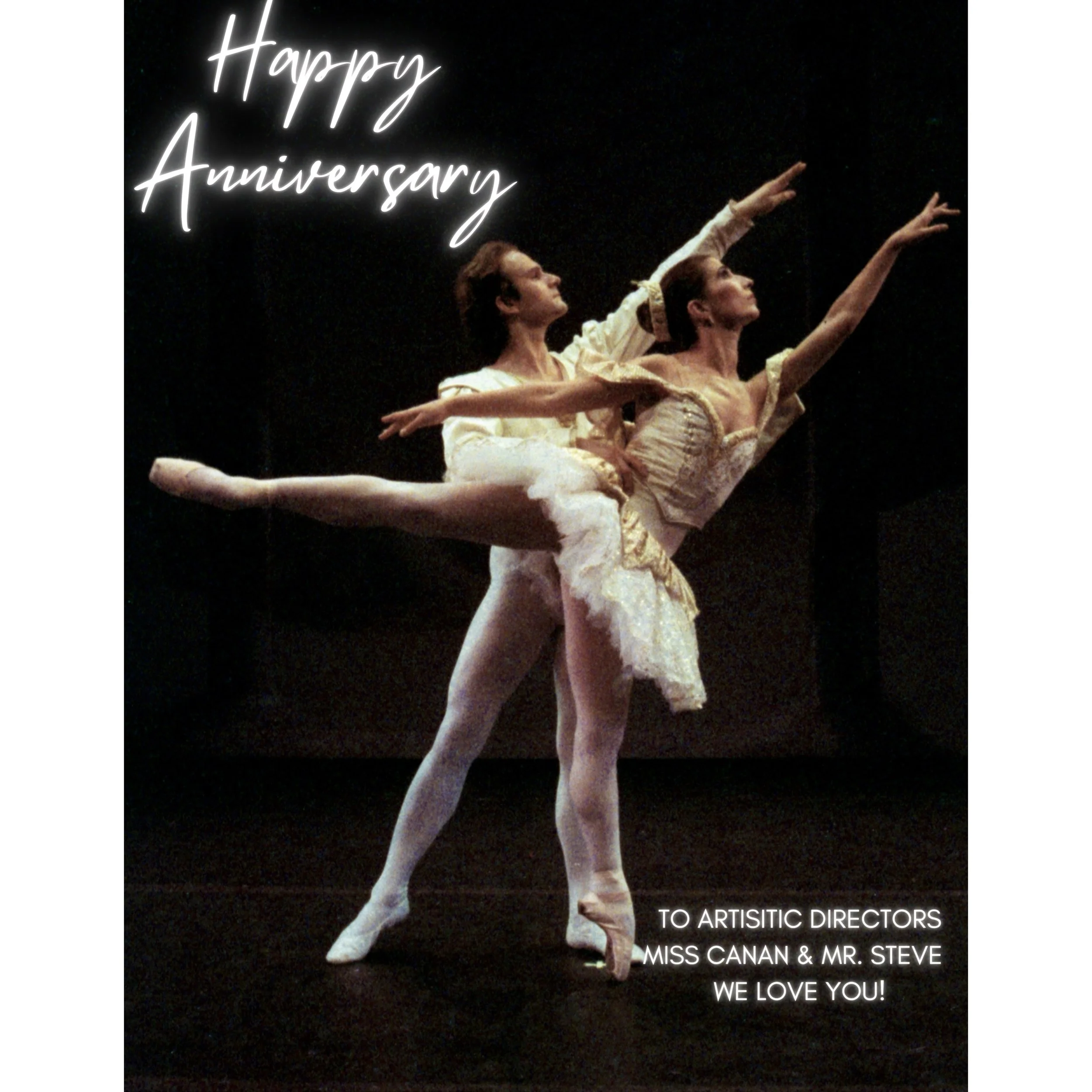 Happy Anniversary to Miss Canan &amp; Mister Steve! ❤️✨🩰 The heart and soul of JHO. For so many years, you&rsquo;ve built not only a beautiful life together, but a studio family and legacy that means so much to so many. Wishing you both a lifetime o