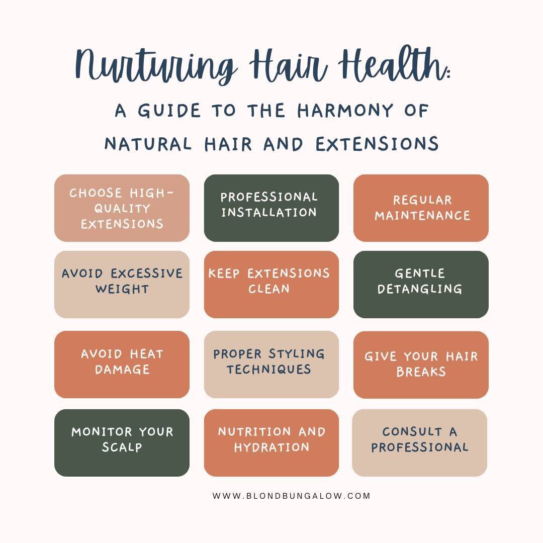 Nurturing Hair Health: A Guide to the Harmony of Natural Hair and Extensions 🌟💁&zwj;♀️ Choose quality, ensure pro installation, practice regular care, and more for your hair's wellbeing. Discover the secrets to a harmonious journey.

#HairCare #Ext