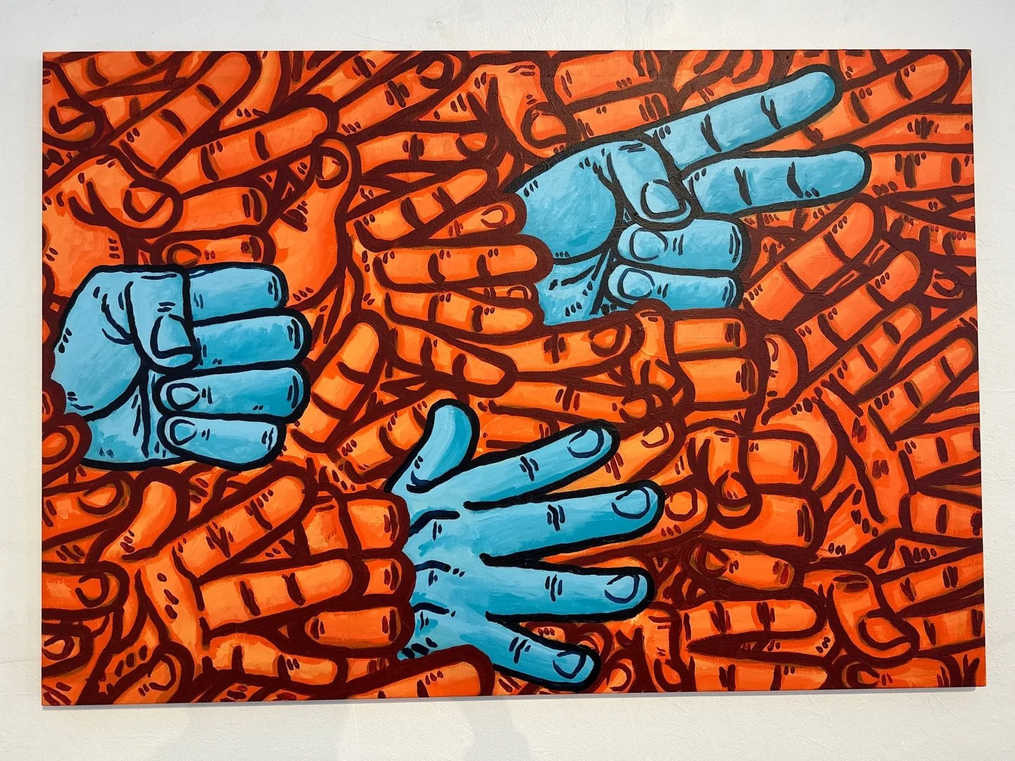 Rock, Paper, Scissors, Dynamite! 

I&rsquo;m so excited to share this commissioned work for a really happy customer. I truly enjoyed painting this massive canvas. 
They specifically requested this &ldquo;Rock, Paper, Scissors&rdquo; theme, and I love