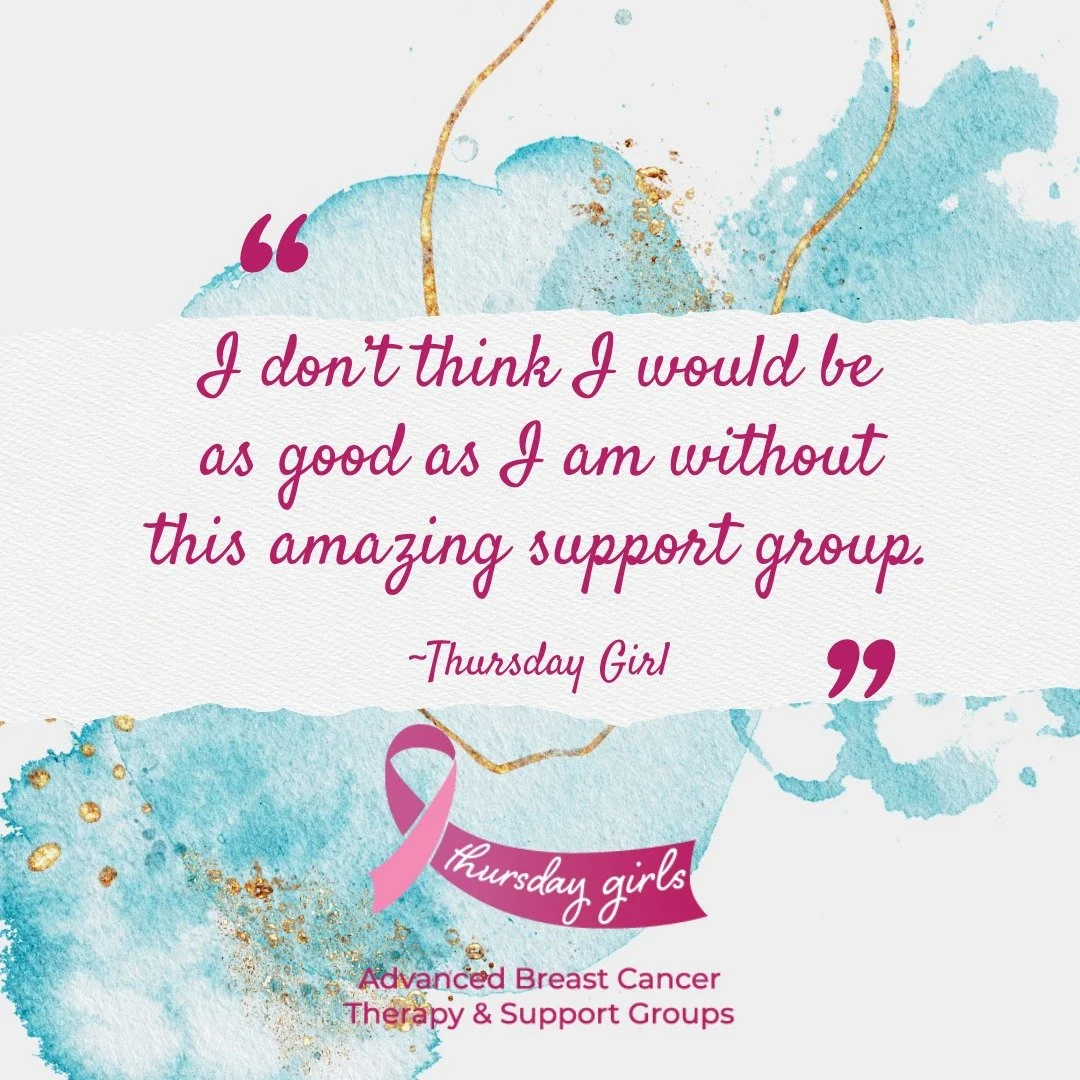 This International Women's Day, we would like to take a moment to acknowledge the power of women connecting. 

Thursday Girls Group counselling sessions bring together a group of women who have in common a difficult diagnosis. Metastatic Breast Cance