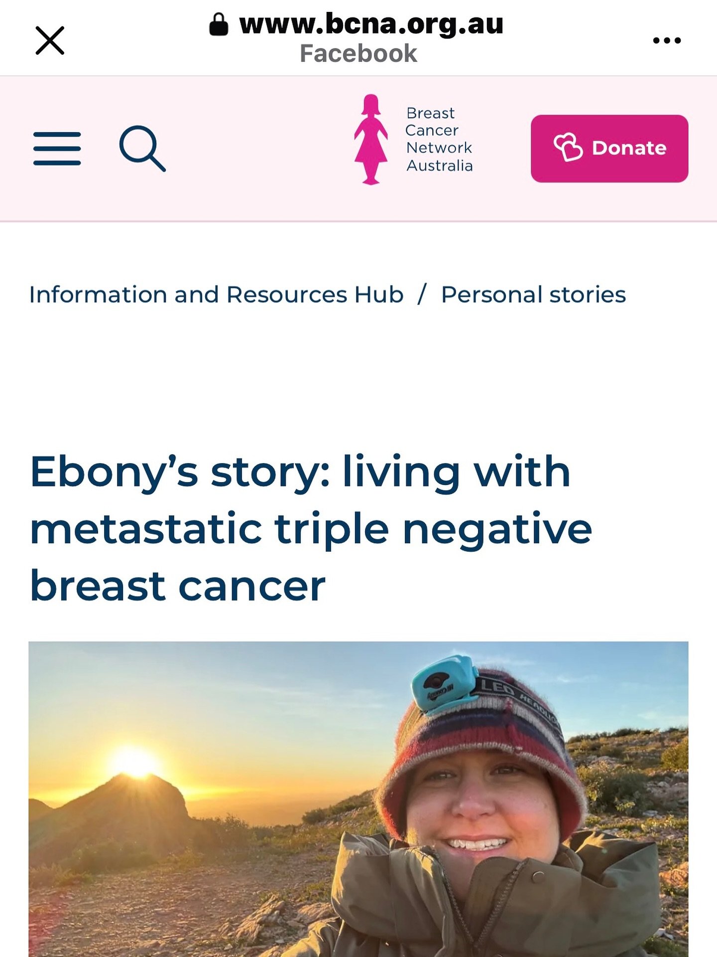 Ebony is one of our Thursday Girls and recently shared her story on the BCNA website.

It&rsquo;s so important to make the most of all the support networks available and we&rsquo;re so happy that Ebony found us along the way.

You can read more stori