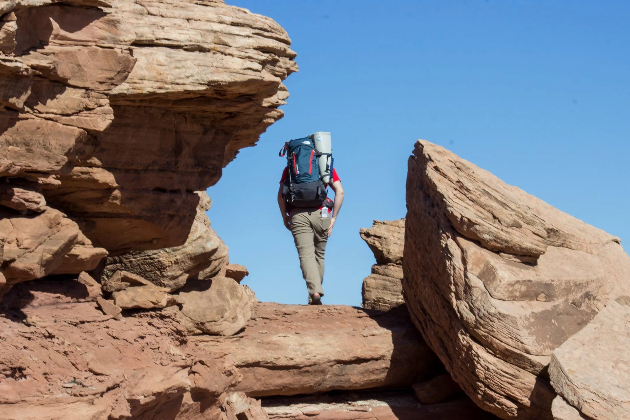 Austin Dennis half way through a 32 mile, 2-day, trip in the backcountry of Arches National Park.
