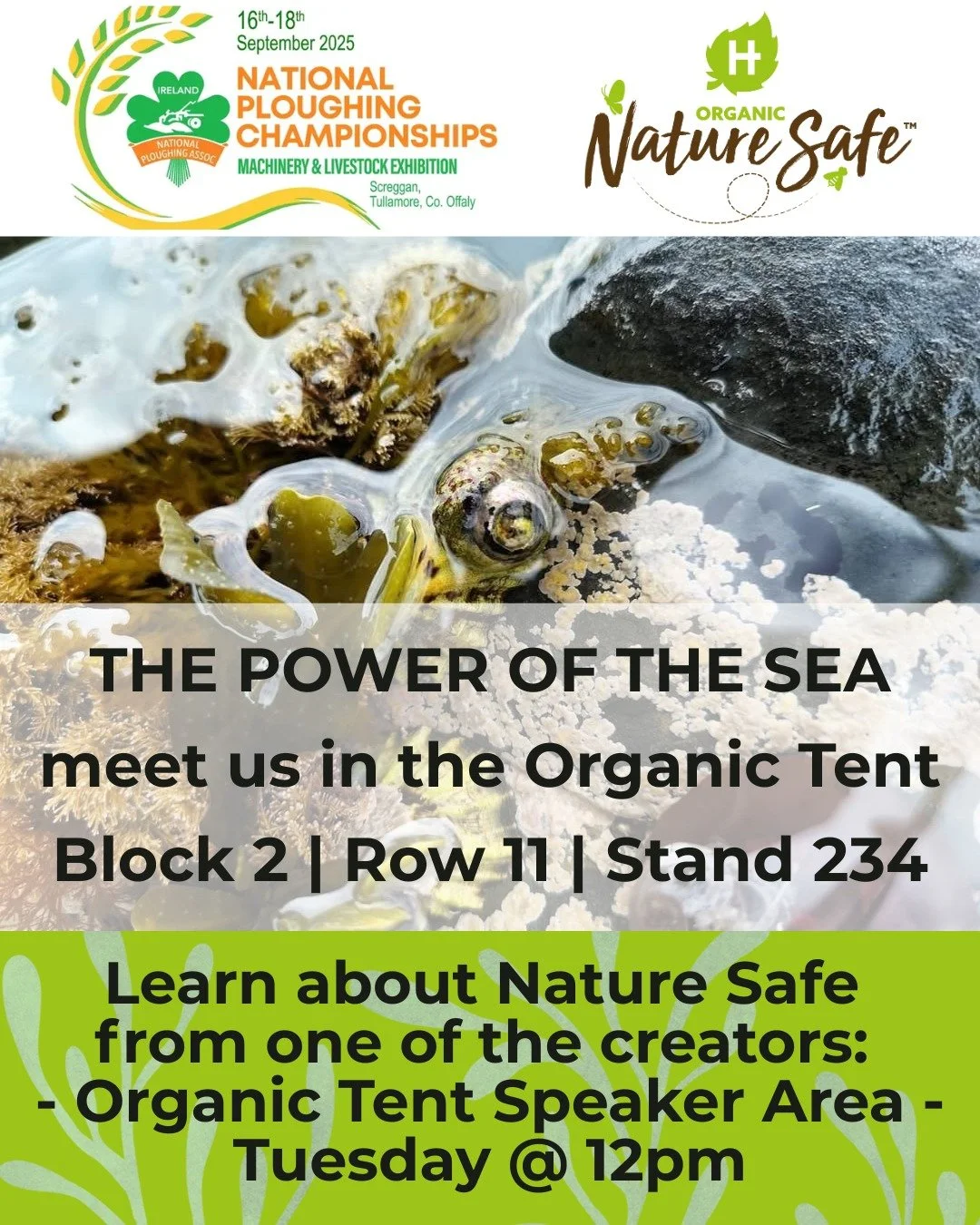 Very excited to being part of the Organic Village at @nationalploughing with #naturesafe seaweed plant goodness.

Our Technical Manager Brendan will be giving a special talk on the what makes Nature Safe so special and why it has been so important fo