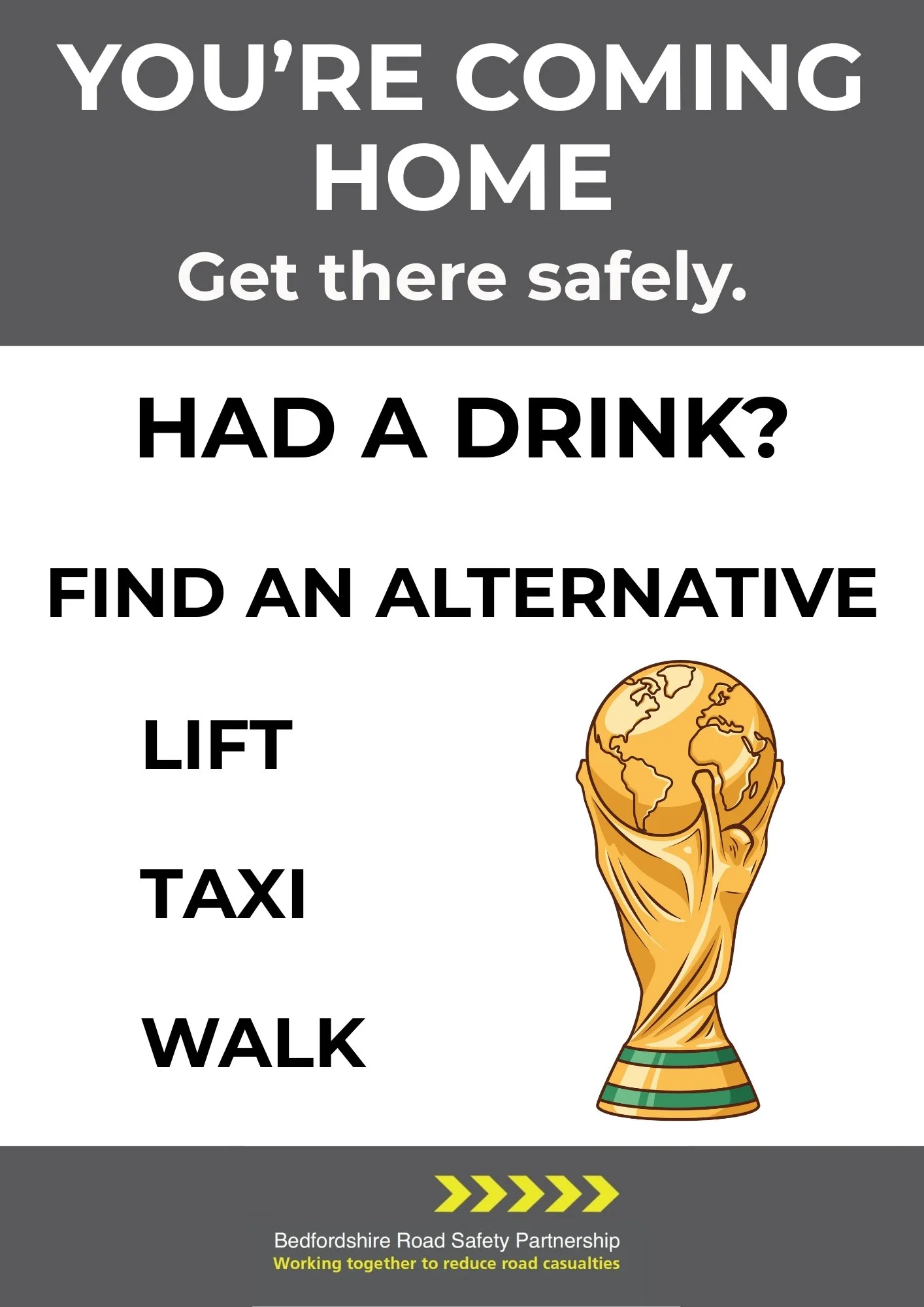 world cup drink drive poster with trophy
