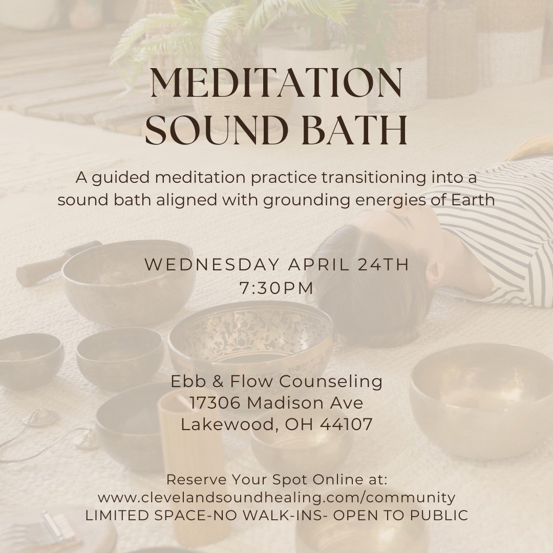 🫵 You deserve a moment of grounding and connection.🫵

Join me @ebbandflowcle  for Meditation Sound Bath designed to bring your balance, health, and wellbeing in harmony with Earth's grounding energies, it's your chance to deeply relax, release, and