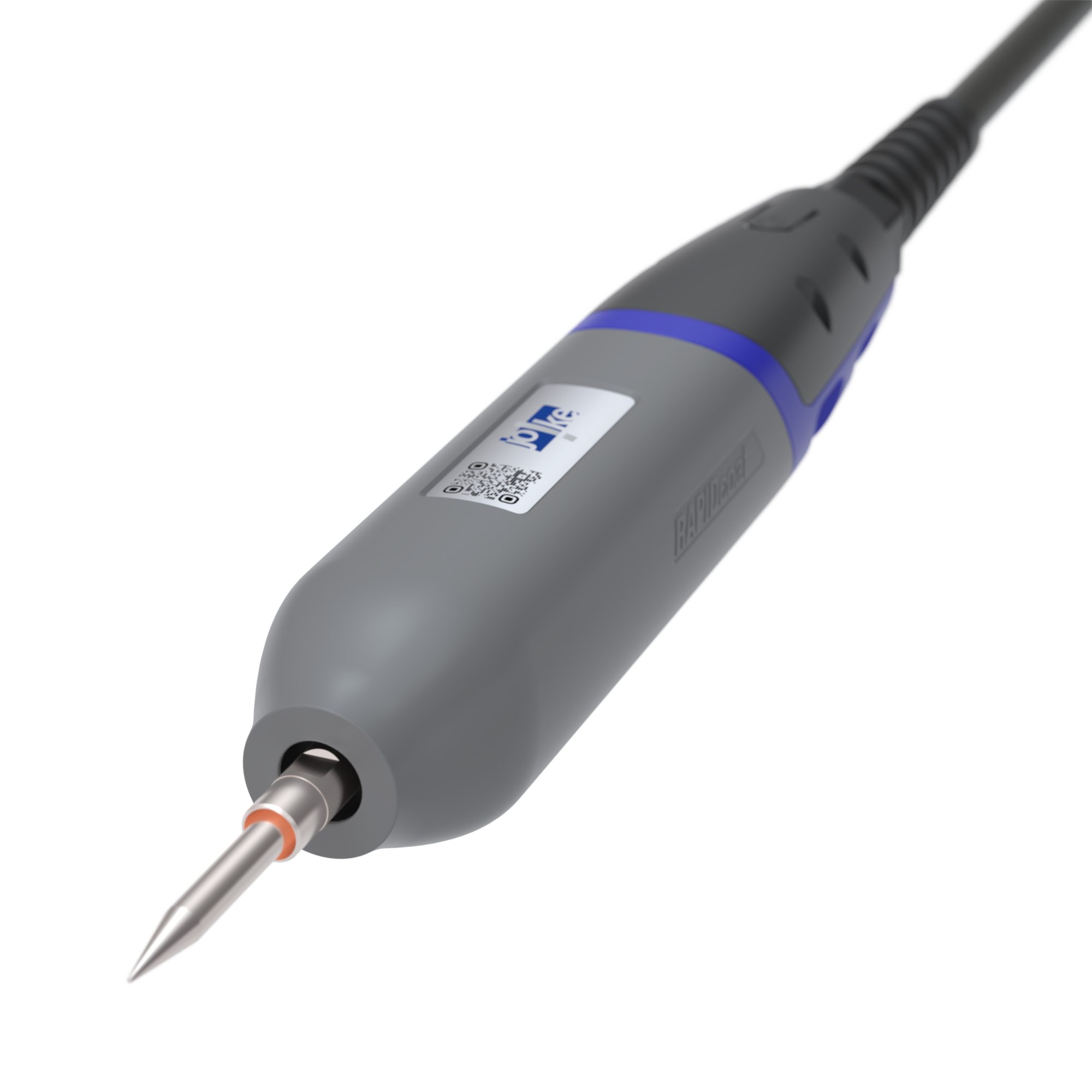 Ein tragbares, professionelle Laserreinigungsgerät mit der Bezeichnung 'M100' und einer Grifffläche oben, die vor schwarzem Hintergrund schwebt.