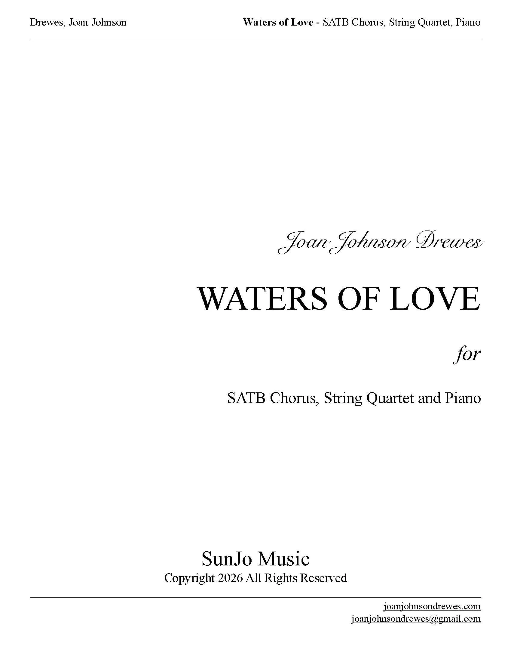 WATERS OF LOVE - SATB (Qty 30)