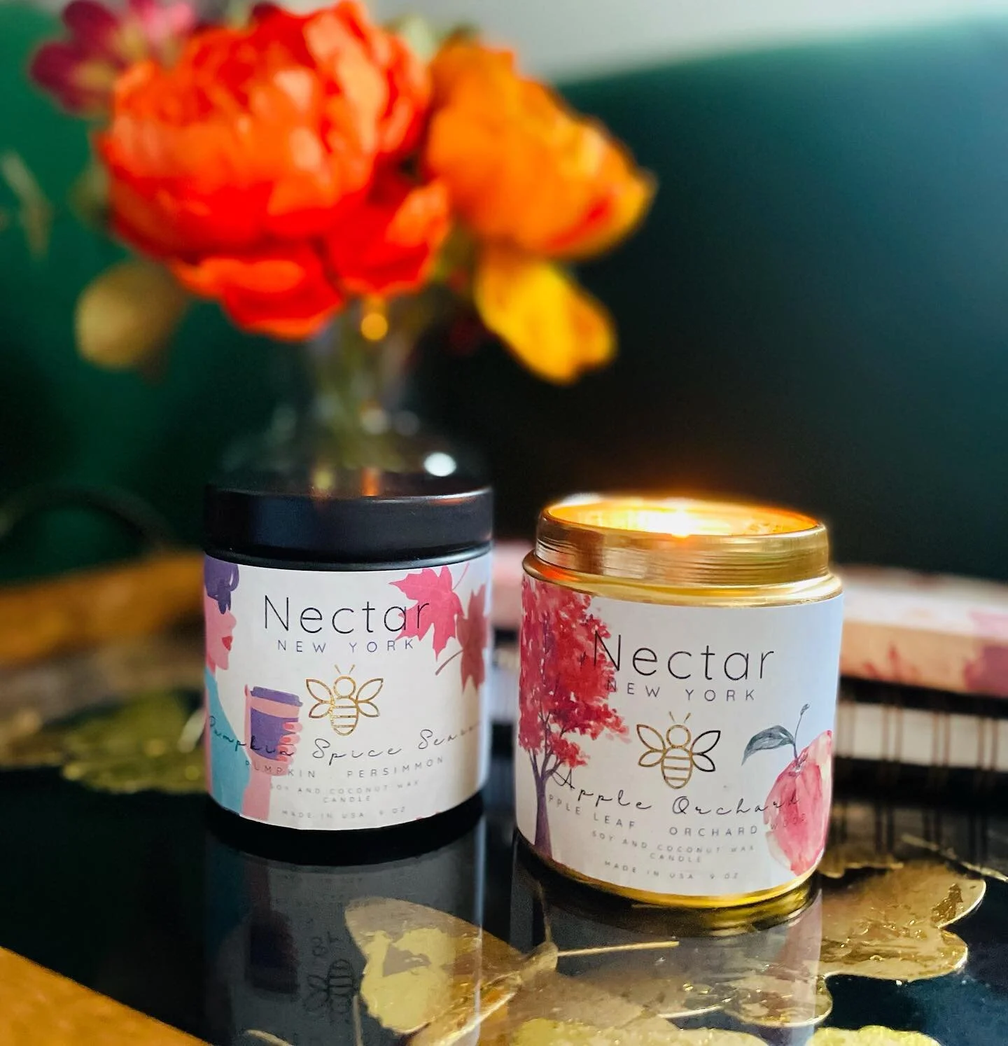 Fall candles are here!!! 🍁 Our popular pumpkin/persimmon and introducing Apple Orchard! Both scents will get your home fall ready! #fallcandles #candle #candlesofinstagram #smallbusiness #luxury #luxurylifestyle #homedecor #decor #psl #pumpkinspice 
