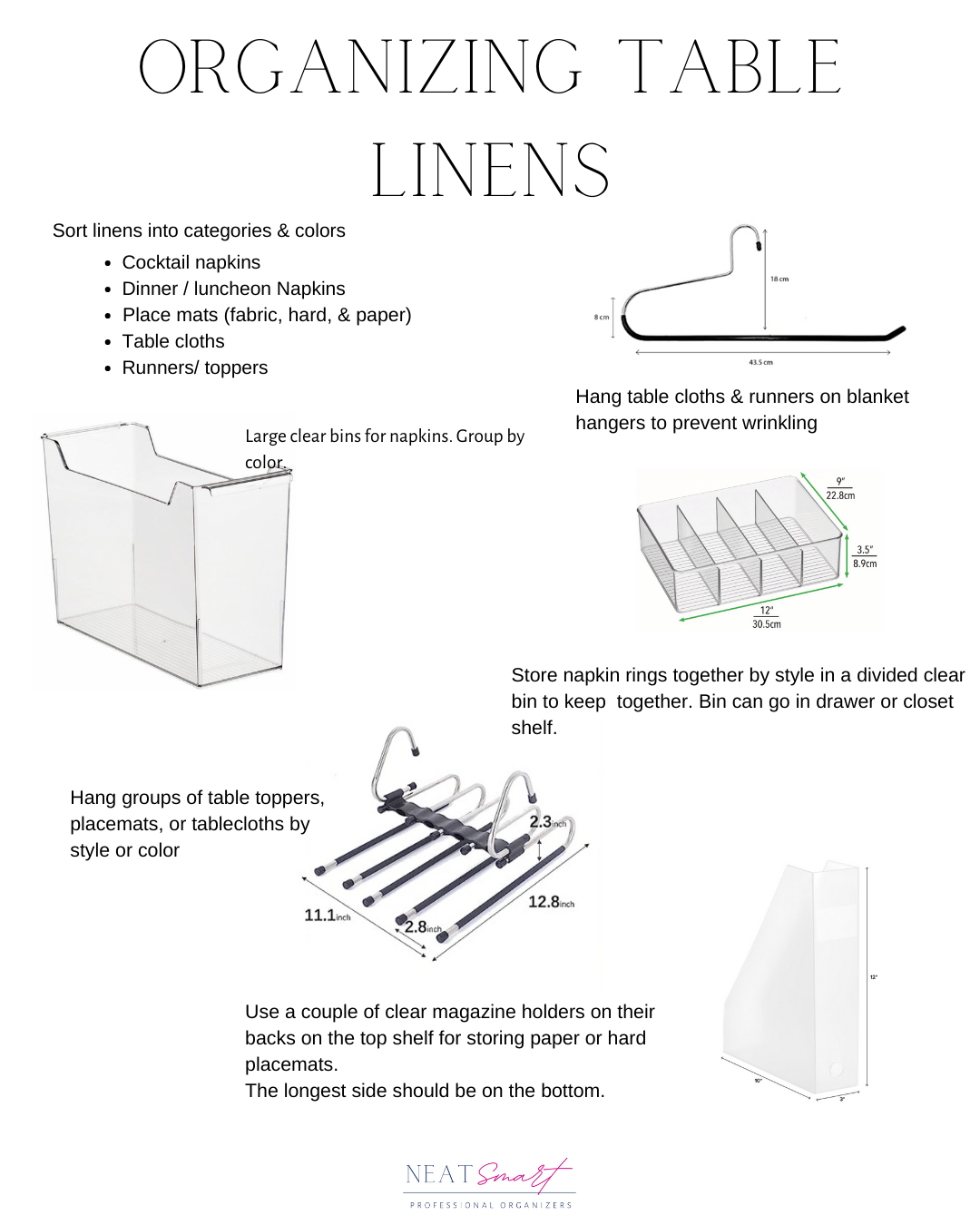 Table Linens Storage Organizing table linens so that it’s easy and effortless — NeatSmart