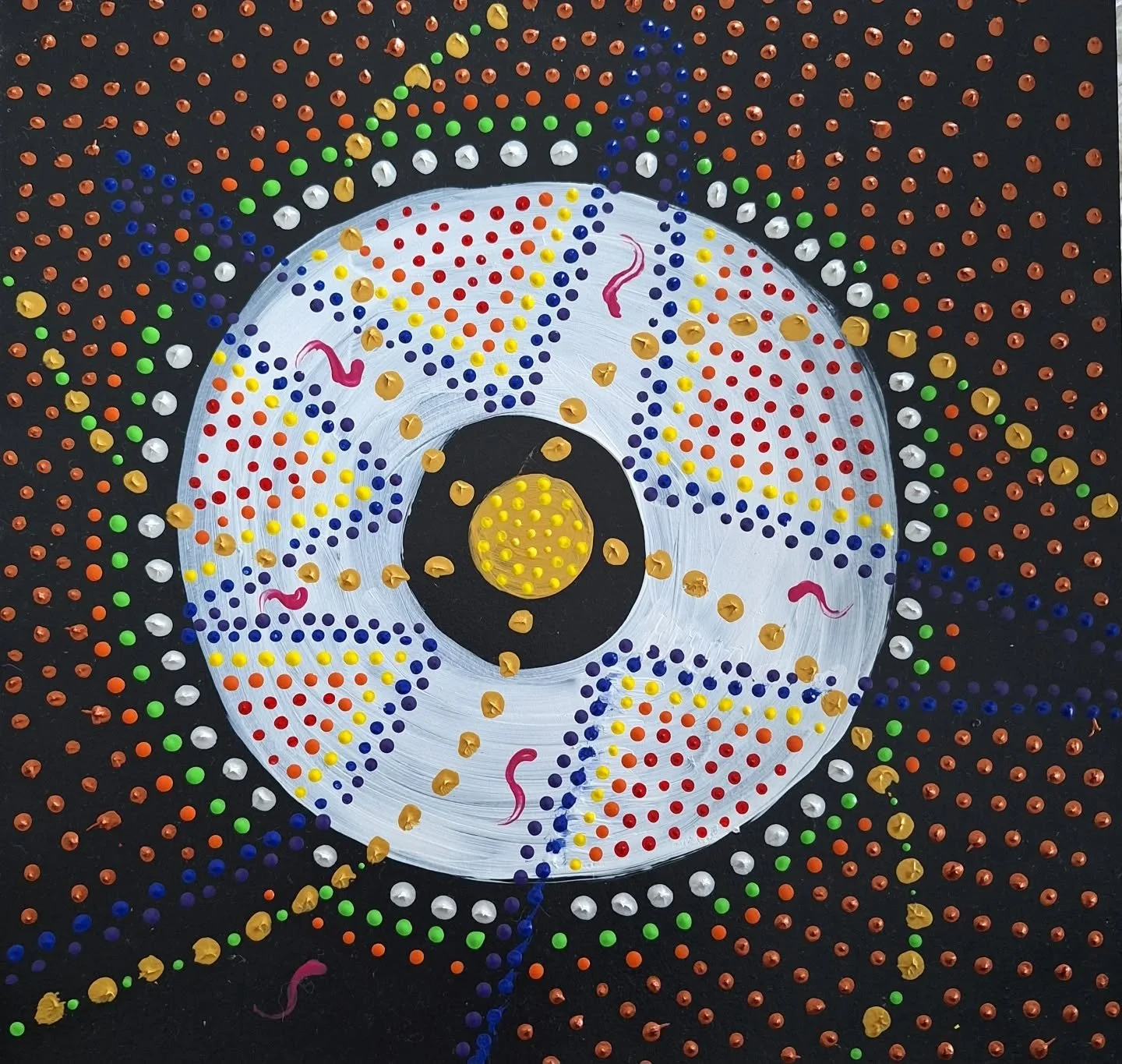 Dans ce Silence de l'Hiver la Vie m'a guid&eacute; &agrave; reprendre le chemin de la peinture.

Voici ma 1ere toile. Elle se nomme : " Impact Int&eacute;gral "

D'autres suivront. Recevez la comme un Soin Vibratoire.