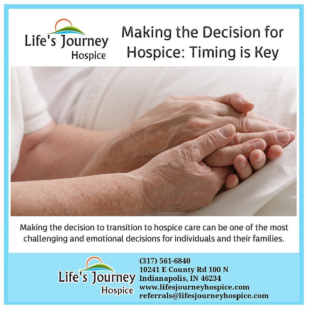 Life&rsquo;s Journey Hospice understands the complexity of this time and is here to offer guidance and support throughout the process.

If you need hospice or palliative care in Indiana, call Life&rsquo;s Journey Hospice at 317-561-6840.

https://lif