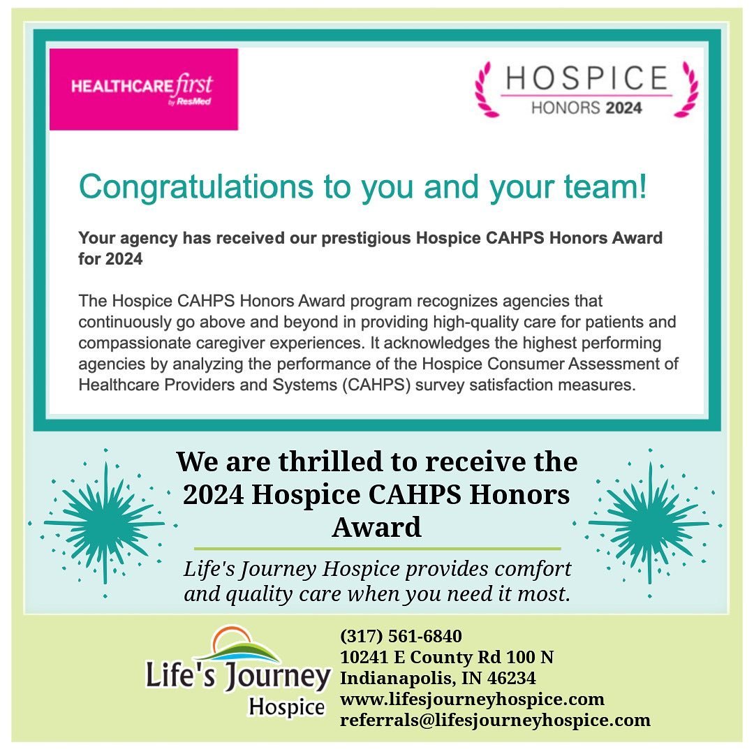 Celebrating Excellence: Our Hospice Agency Receives the 2024 Hospice CAHPS Honors Elite Award! 🌟
We are thrilled to announce that our Life&rsquo;s Journey Hospice &amp; Inpatient Facility has been recognized with the prestigious 2024 Hospice CAHPS H