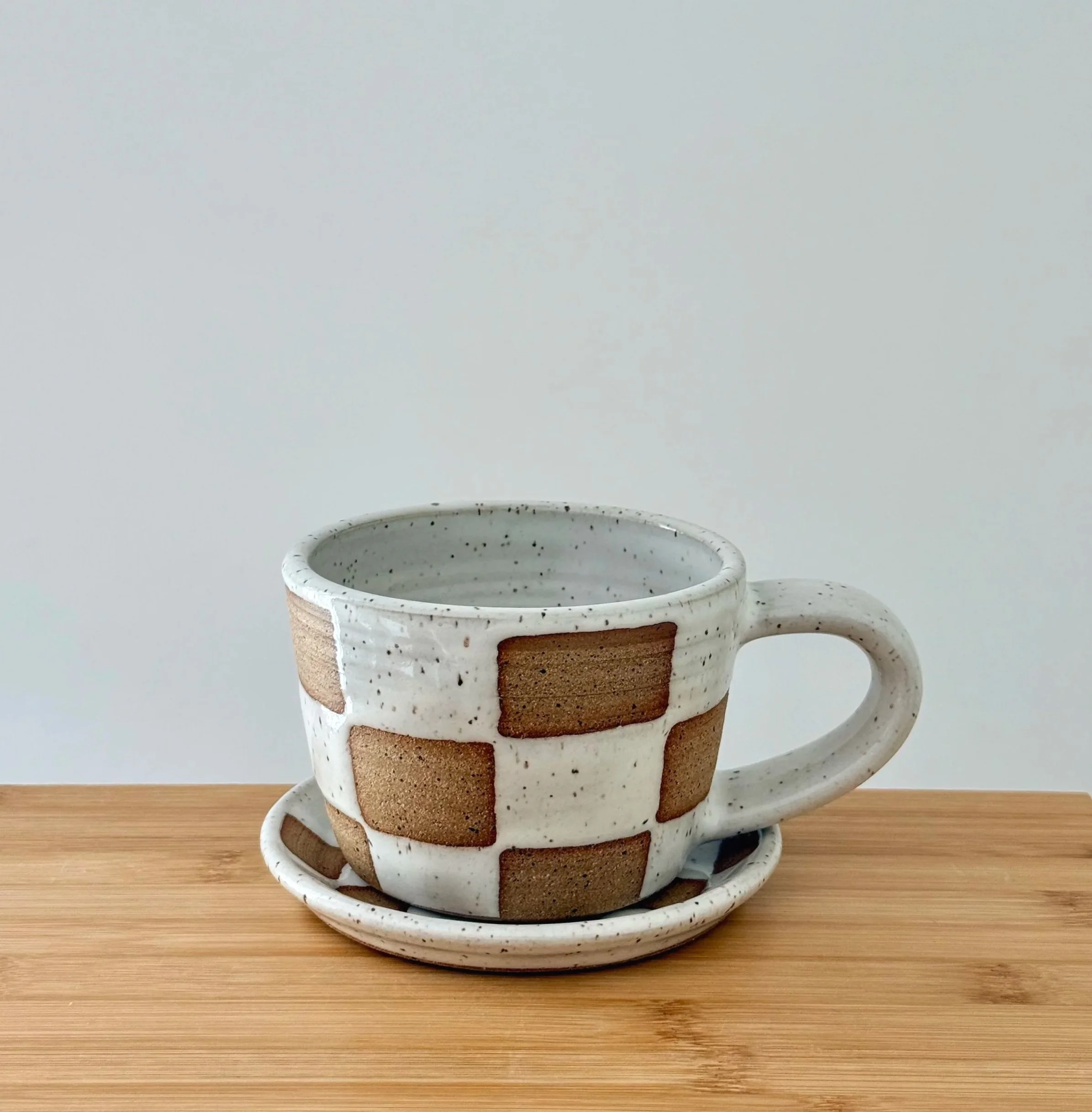White Checker Mug & Plate