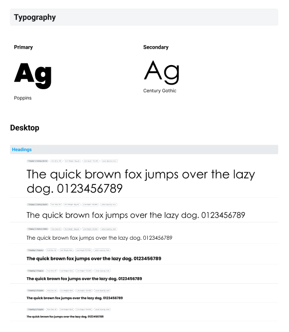 Snippet of Proposed Font Guidelines