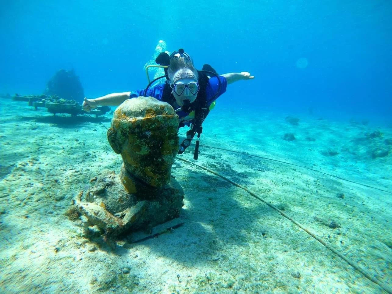 Diving Tikila Reef in Cozumel with Jacques Cousteau statue