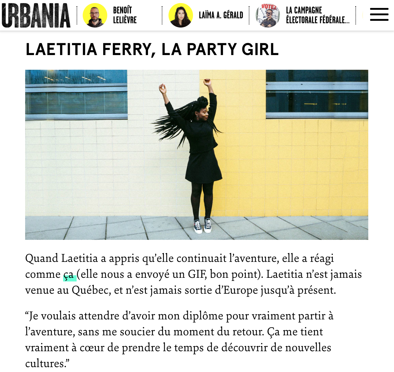 Online coverage on Sud Ouest, a Canadian magazine. 