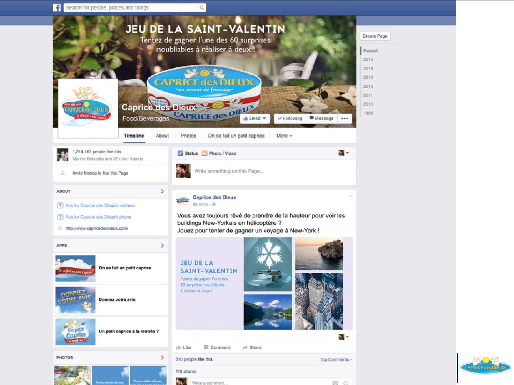 The Facebook page of the brand during the contest.  