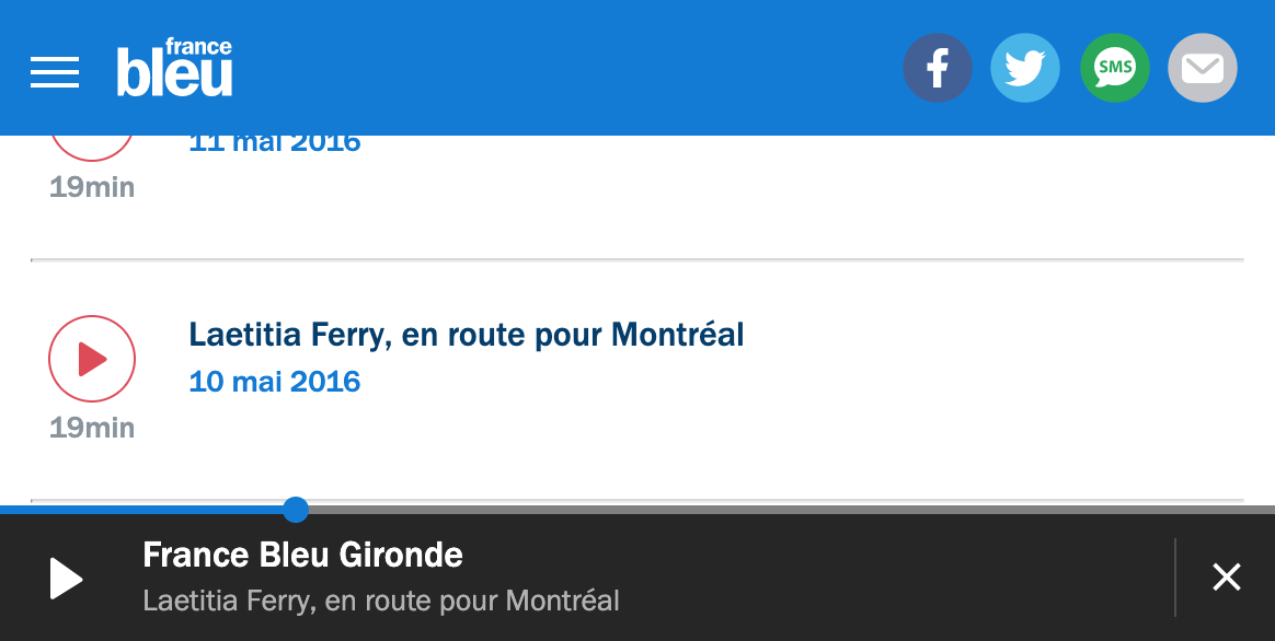 I have been interviewed on a Live show on France Bleu Gironde. It's a regional radio station in France, part of the national public broadcasting group Radio France.