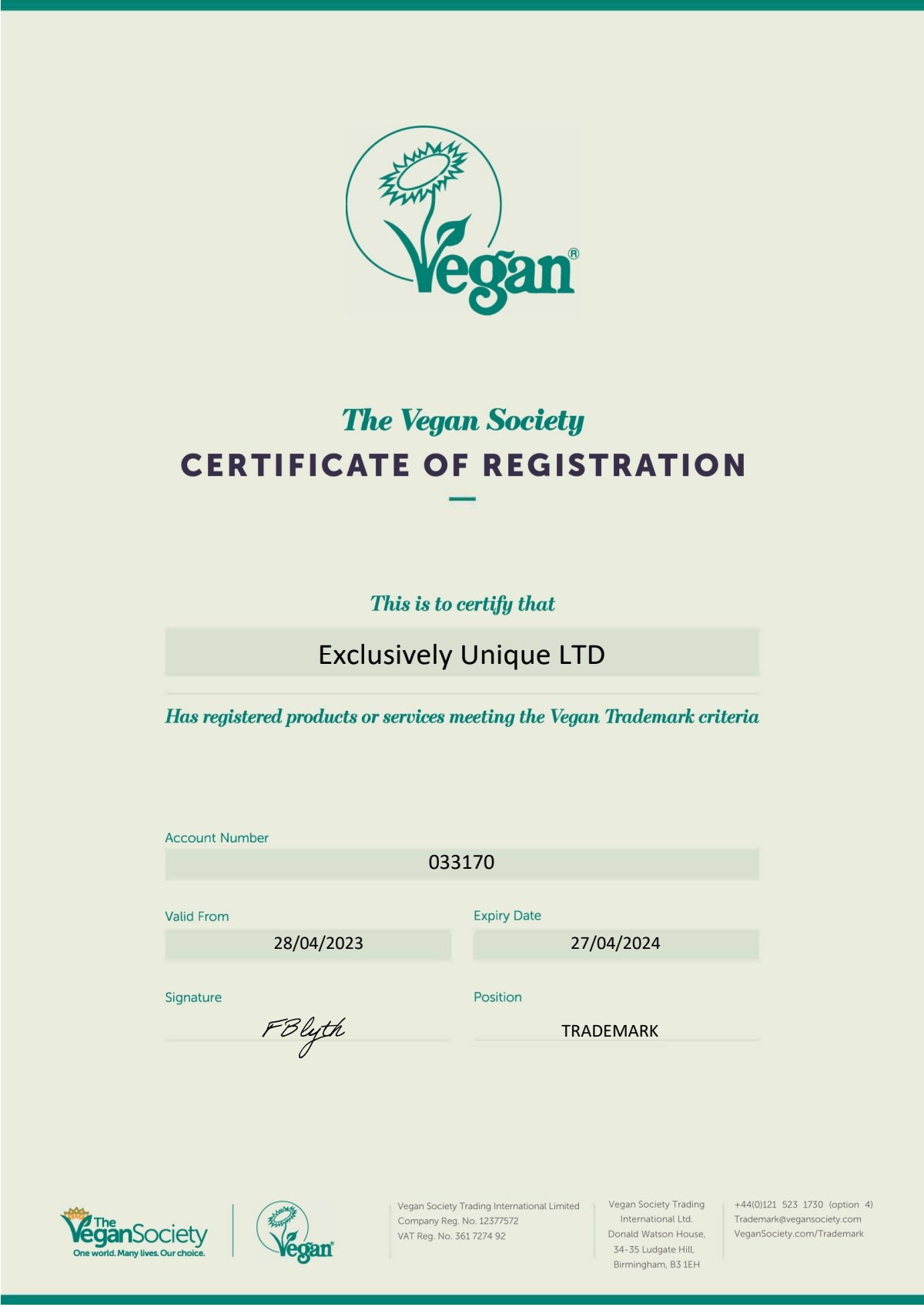 Vegan Certification Exclusively Unique Vegan Certification Exclusively Unique