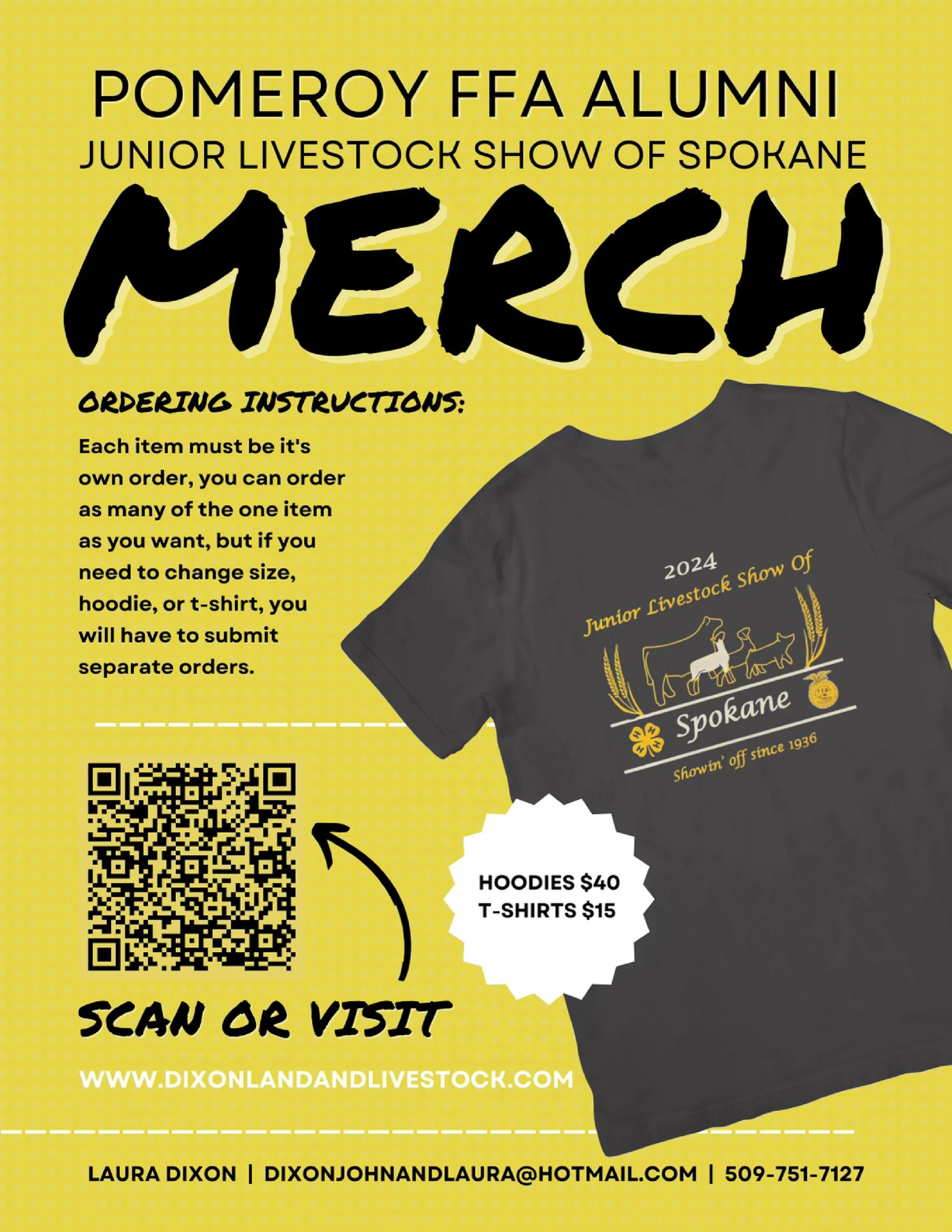 Merch Order Form Junior Livestock Show of Spokane — Dixon Land and