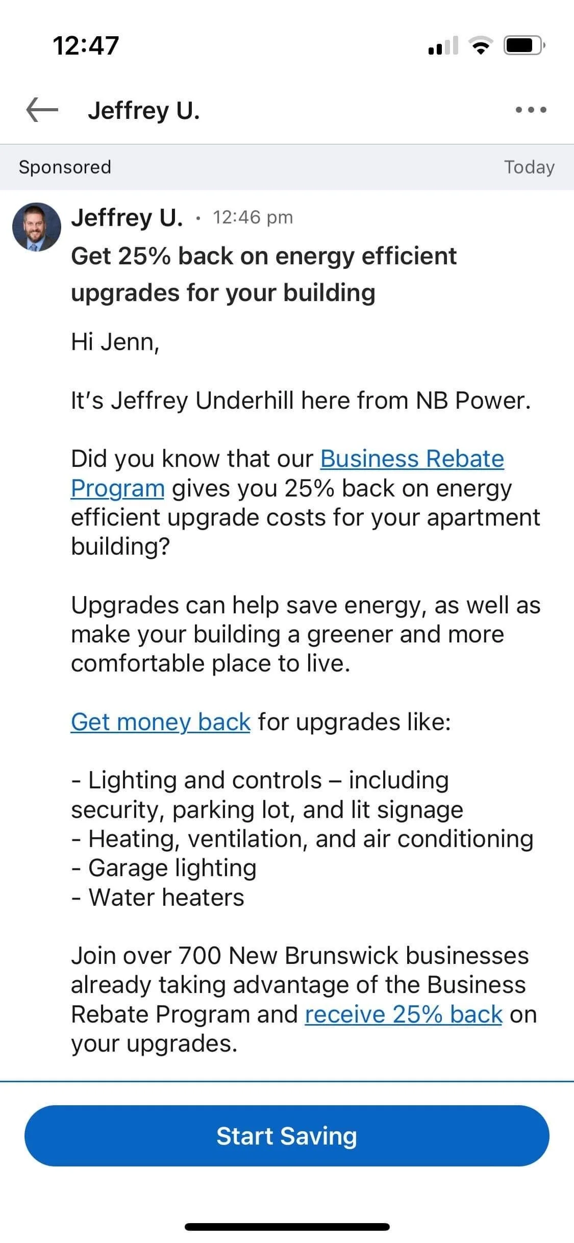 LinkedIn Sponsored DM