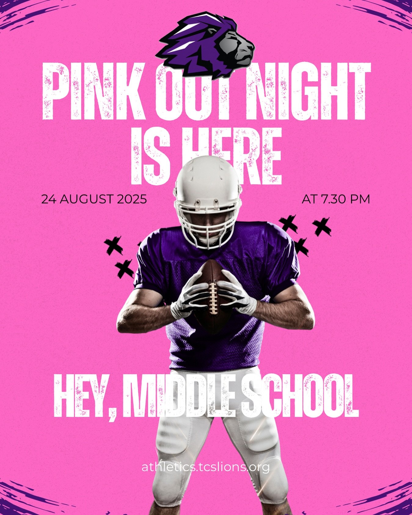 🎀🦁 PINK OUT NIGHT IS HERE!

Hey Middle School Lions &mdash; we&rsquo;ve got something special for you!
The first 50 students to stop by the Lions Club booth will receive free Pink Out gear to show your support! 💕

Let&rsquo;s fill the stands with 