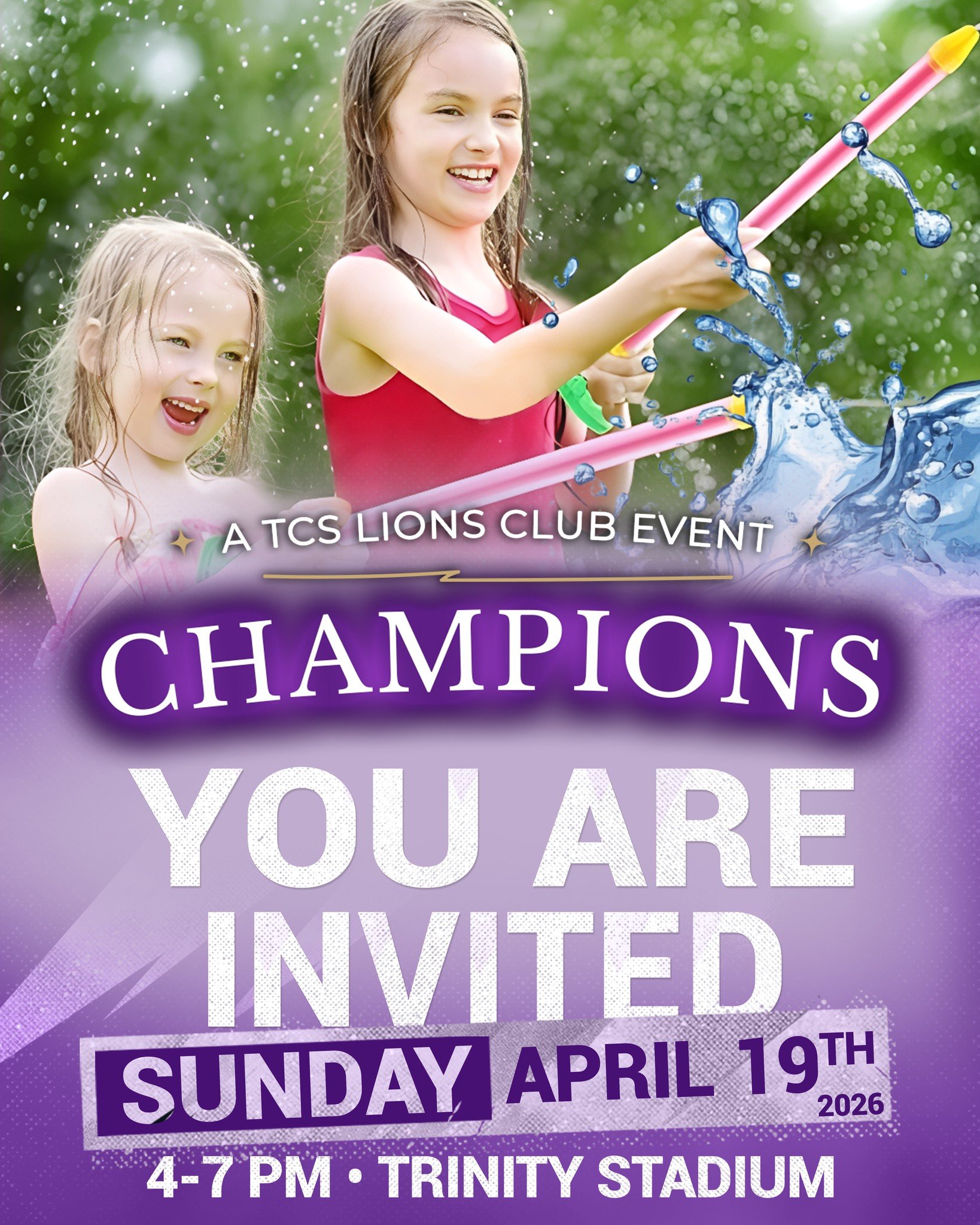 📅 April 19, 2026
⏰ 4-7 PM
📍 Trinity Stadium

Our TCS Lions Club Champions Event is only 3 weeks away!

Grab your wristbands now (recommended for kids through 12th grade) so you can jump right into the fun.

We're kicking things off with:
🎵 Student