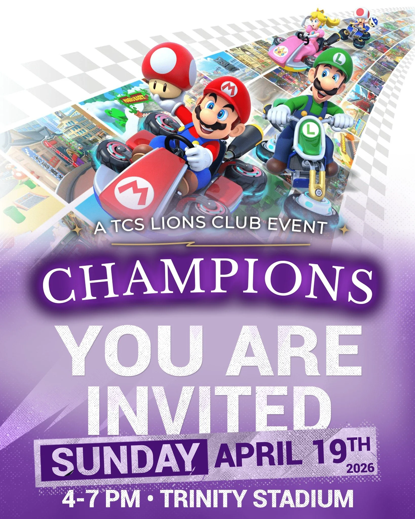 We advertised that our upcoming TCS Lions Club Champions Event will have something for everyone.  Need us to say more?

Mario Kart! 🏁
Mario Kart! 🏁
Mario Kart! 🏁

Esports is a highly structured, team-based athletic program that focuses on strategy