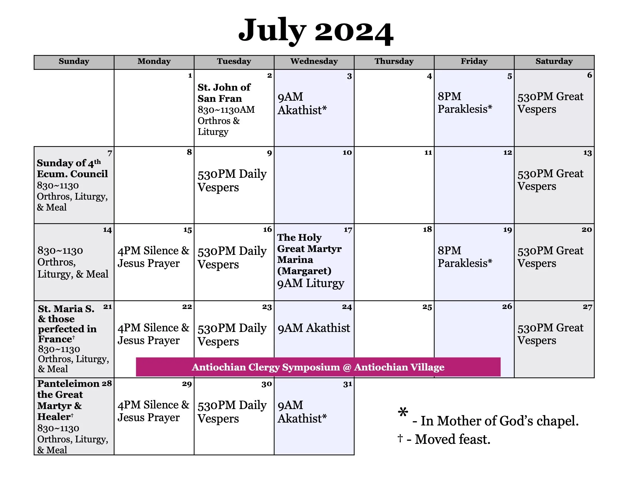 Holy Trinity Calendar Holy Trinity Orthodox Church Holy Trinity Calendar Holy Trinity Orthodox Church