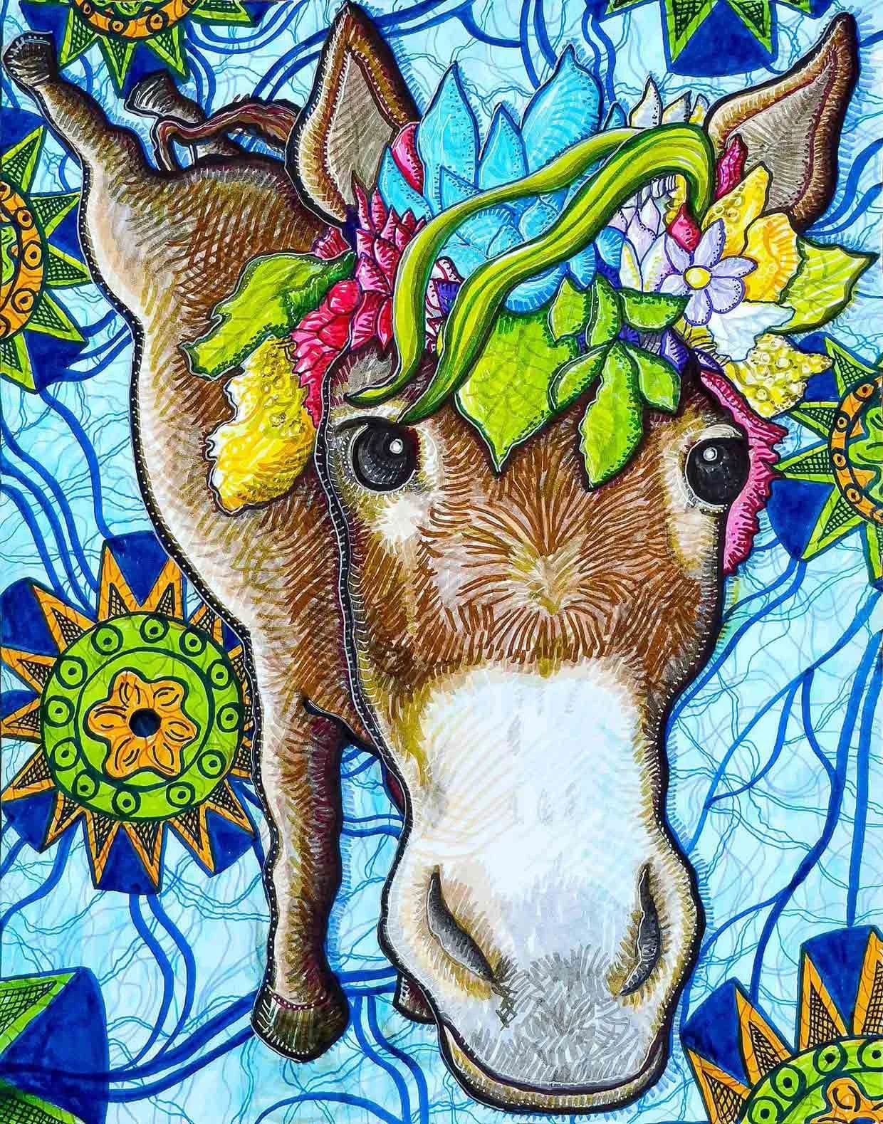 Kick Ass Donkey | Watercolour on Paper | 27.9 x 35.5 cm | 800 USD