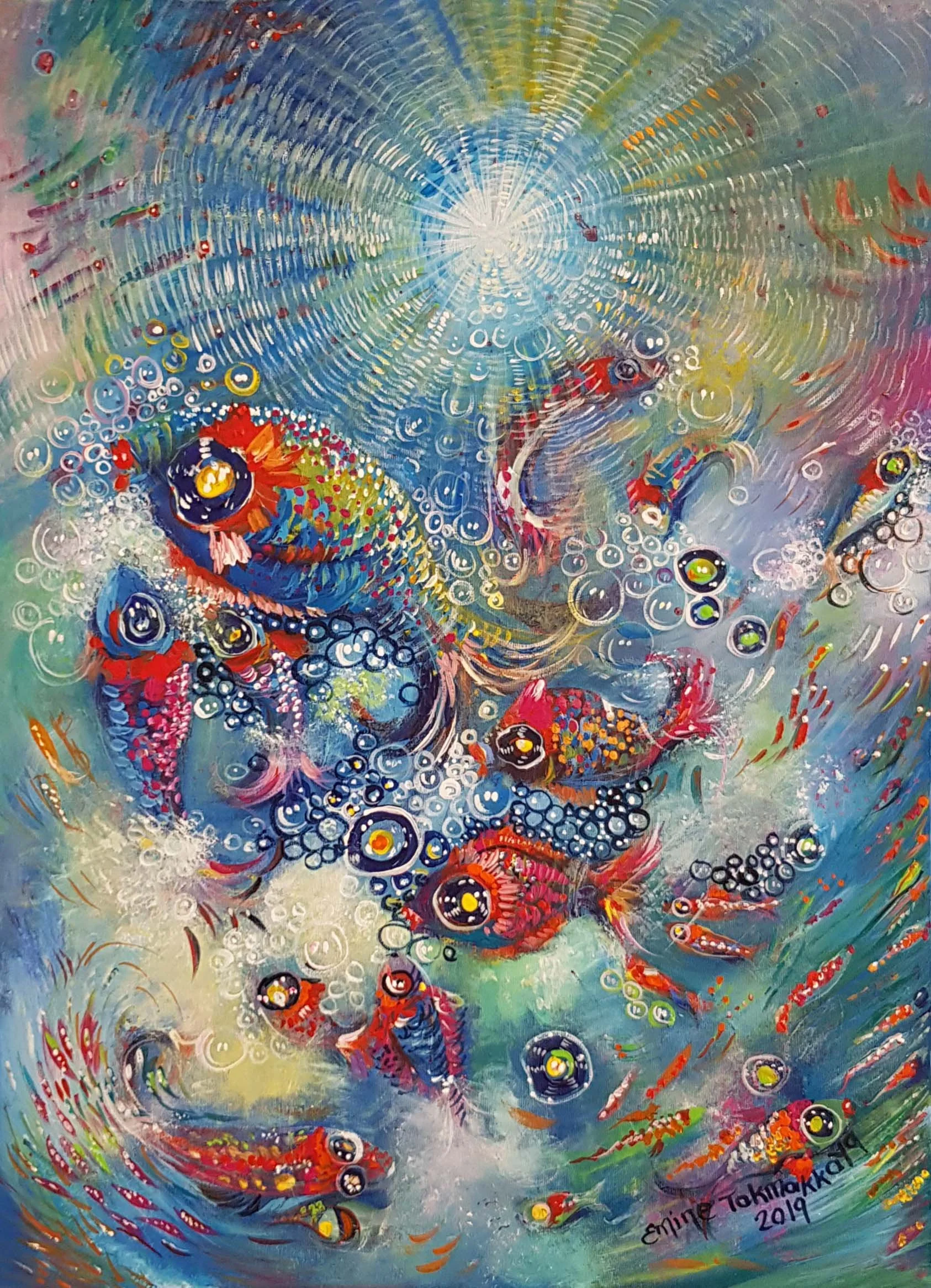 Fish Energy of Colourful Tones | Acrylic on Canvas | 35 x 50 cm | 1200 USD 