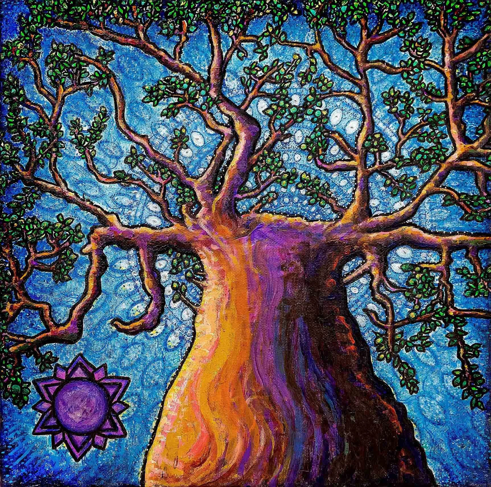 Connected: Throat Chakra Meditation | Acrylic on Canvas | 30 x 30 cm | 900 USD