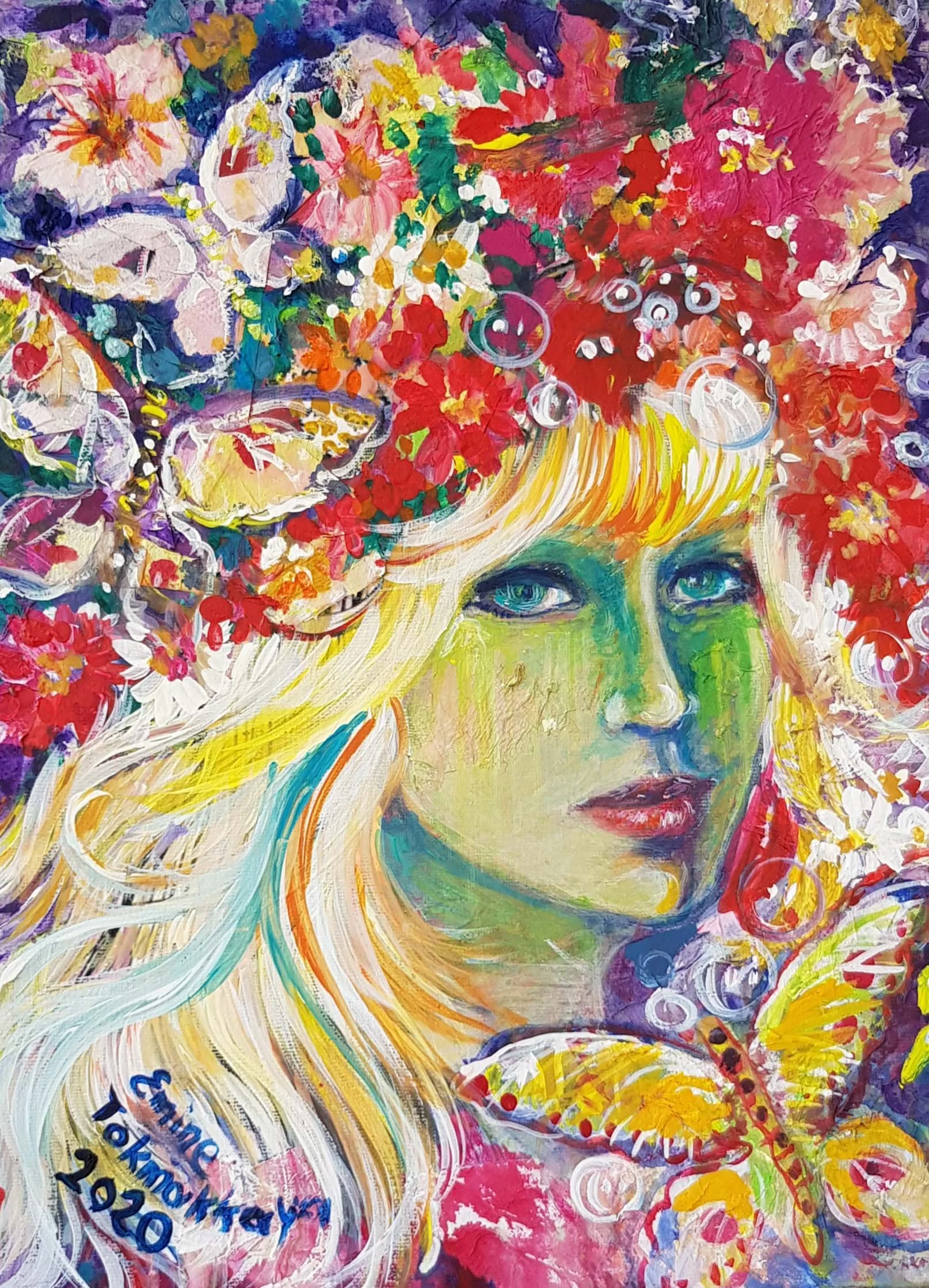 Beautiful Girl in the Colours | 15 x 25 cm | Acrylic on Canvas | 700 USD