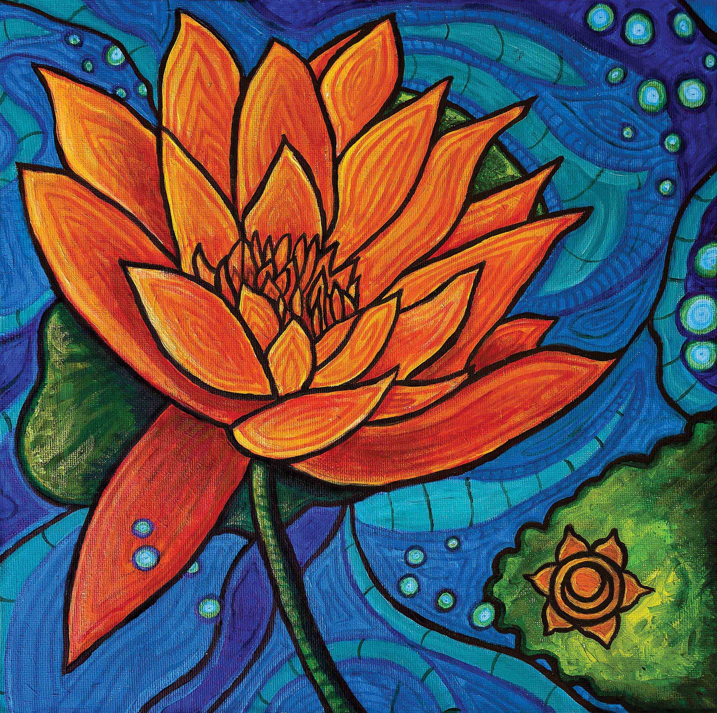 Blossoming: Sacral Chakra Meditation | Acrylic on Canvas | 30 x 30 cm | 900 USD