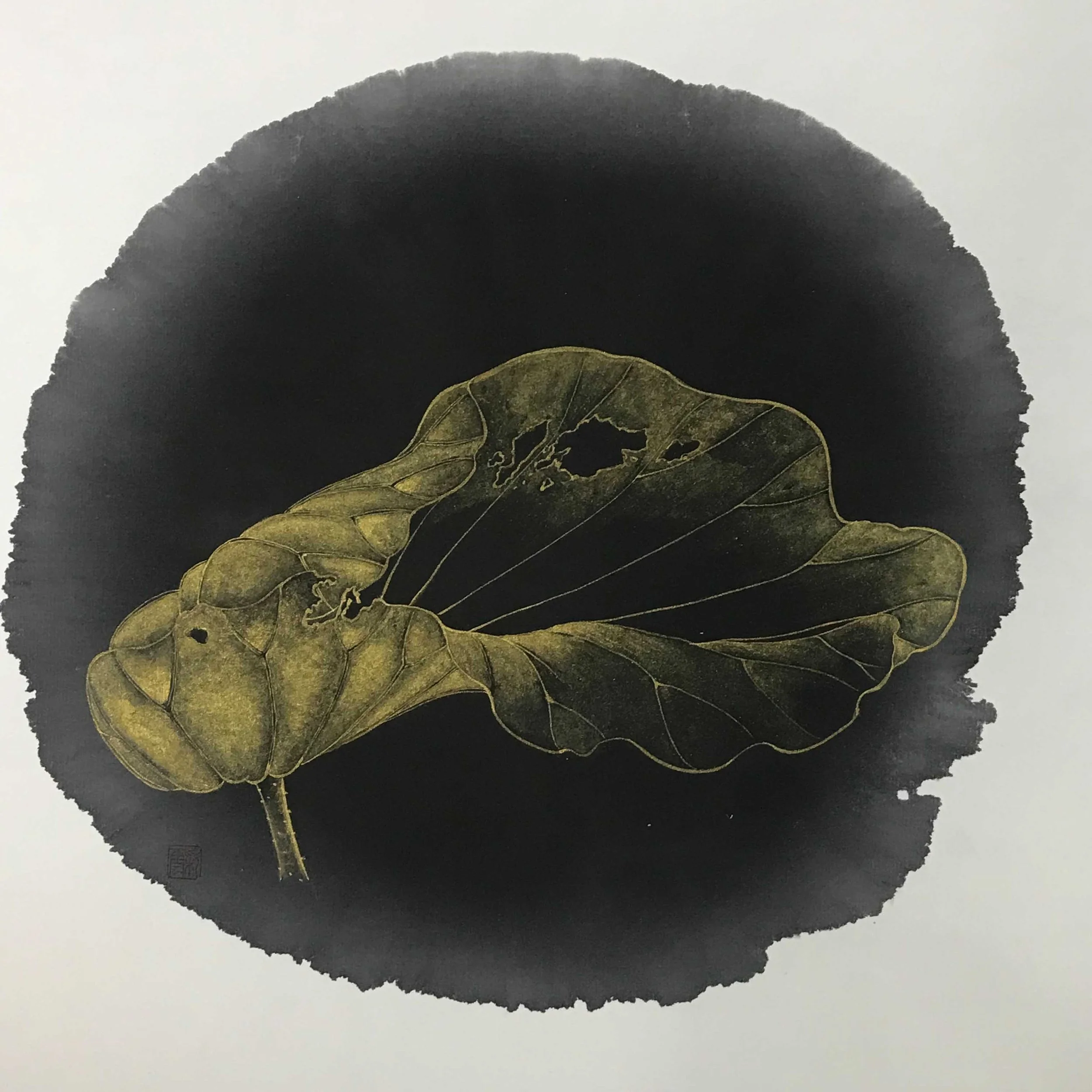 Ink Drop – Pruduence No. 6 | Installation, Rice Paper with Chinese Ink | Diameter: 33 cm (No frame) | USD 4,000