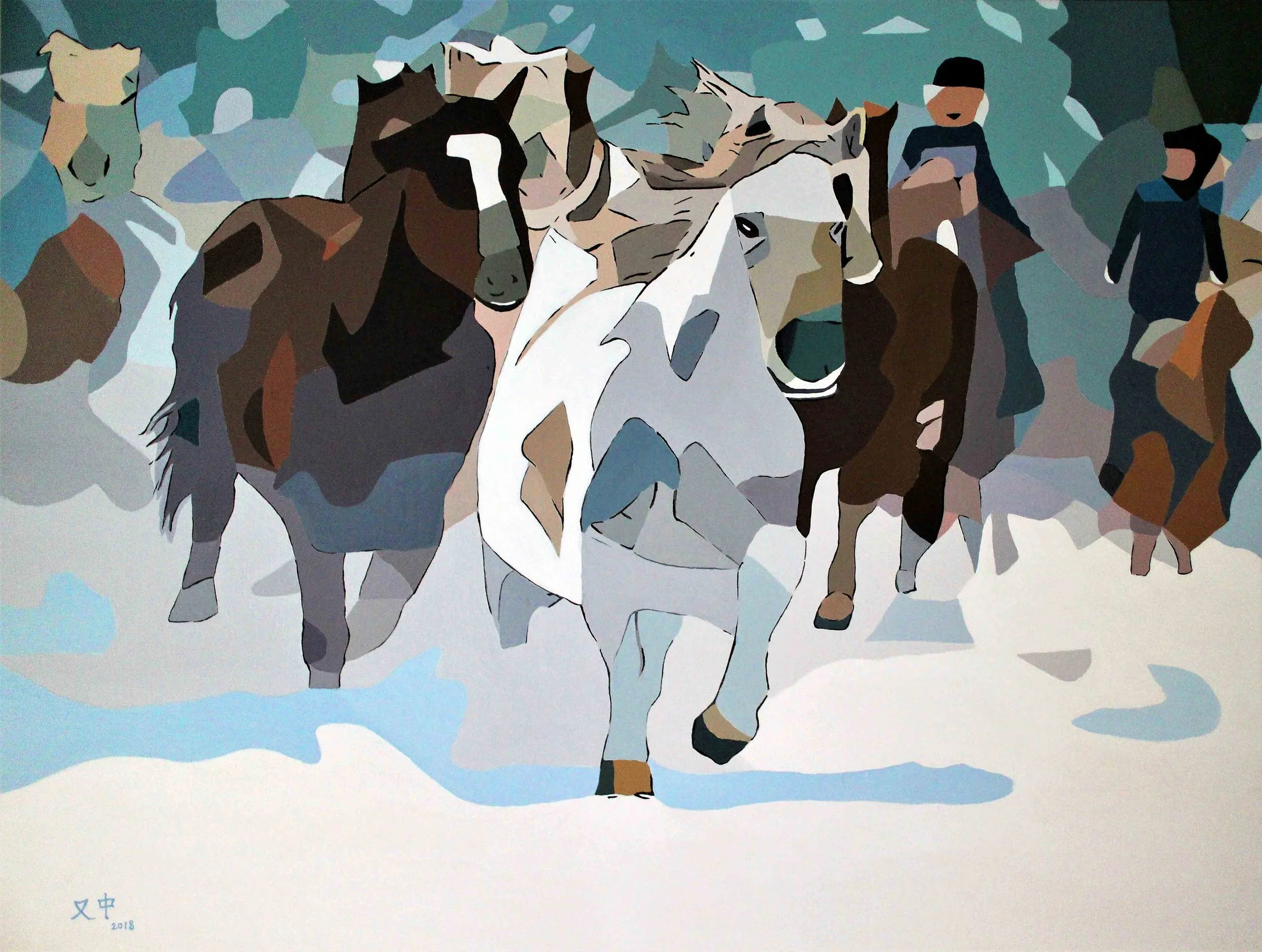 Roaming in the Snow | 91 x 72.5 cm | Acrylic on Canvas | 4500 USD