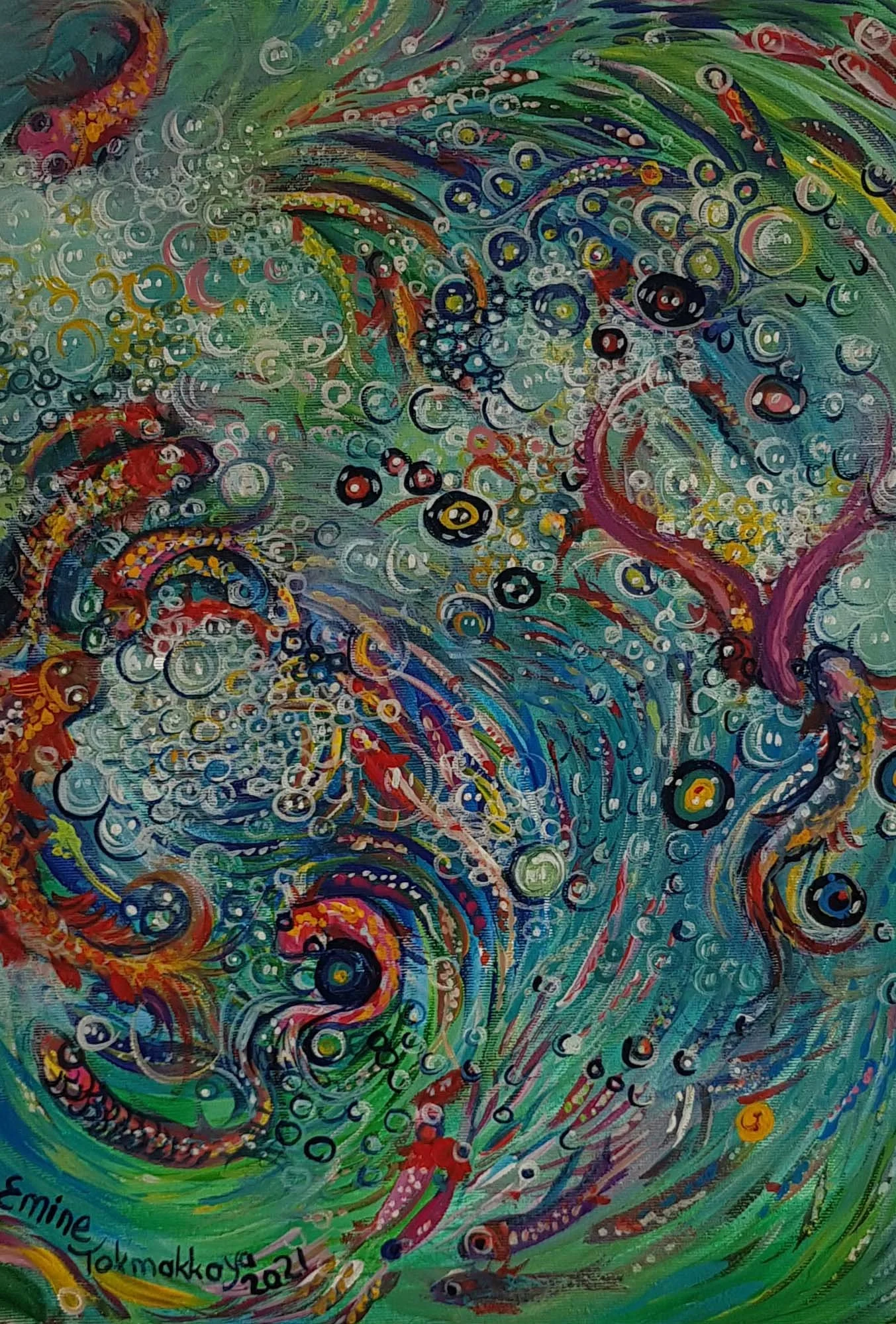 Colours in the Fish Energy | Acrylic on Canvas | 35 x 50 cm | 1500 USD 